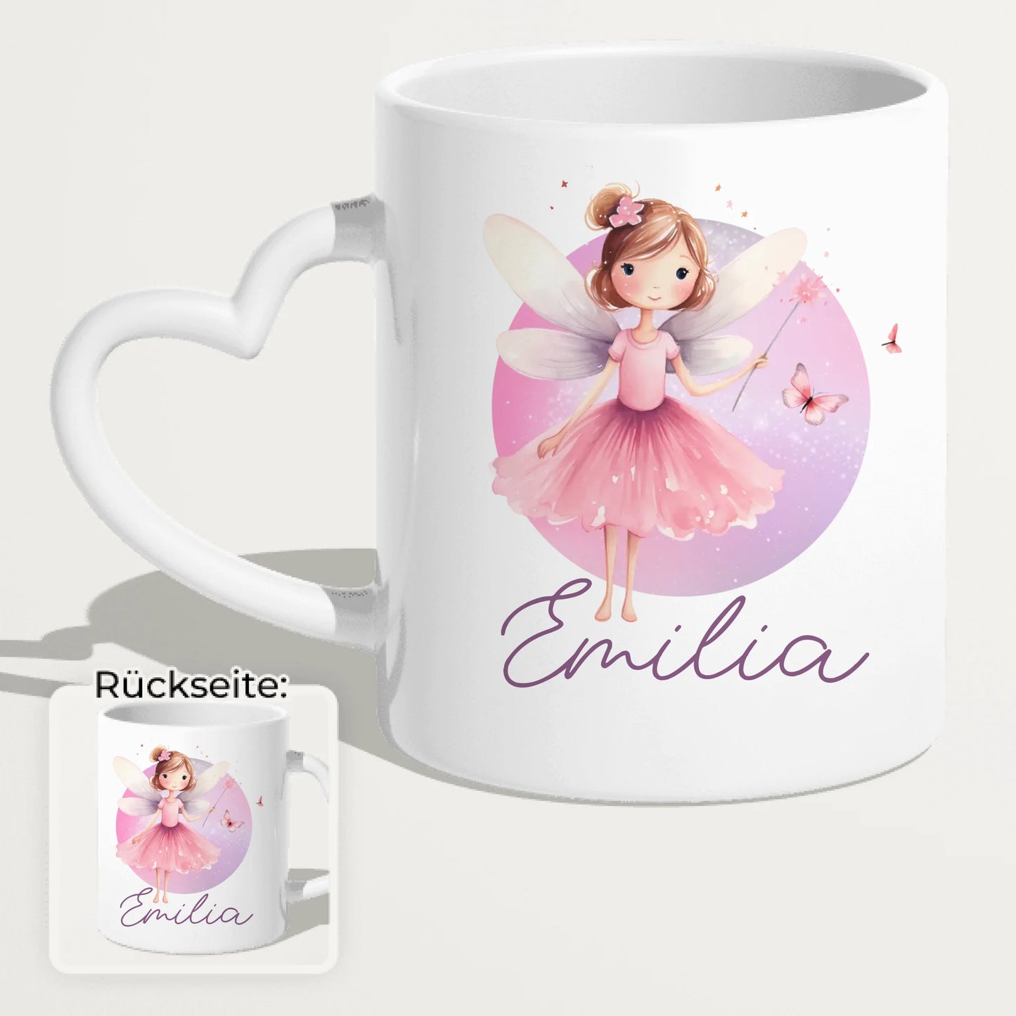 Personalisierte Kindertasse mit Fee und Namen