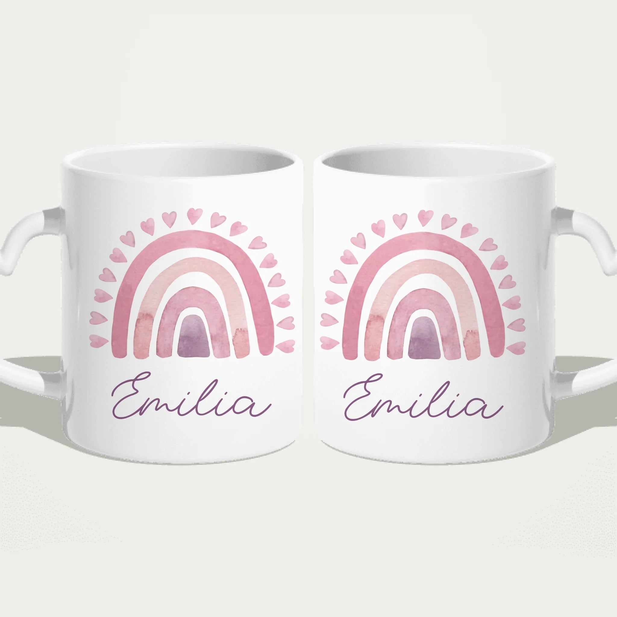 Personalisierte Kindertasse mit Regenbogen und Namen