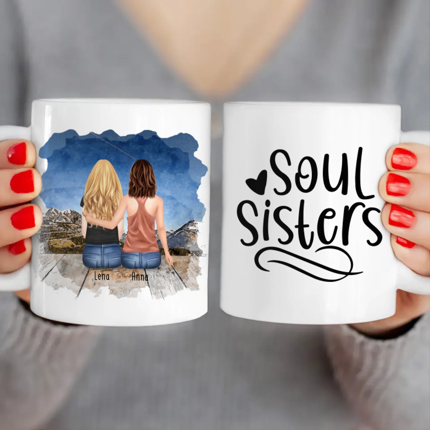 Personalisierte Tasse für Schwestern (2 Schwestern)