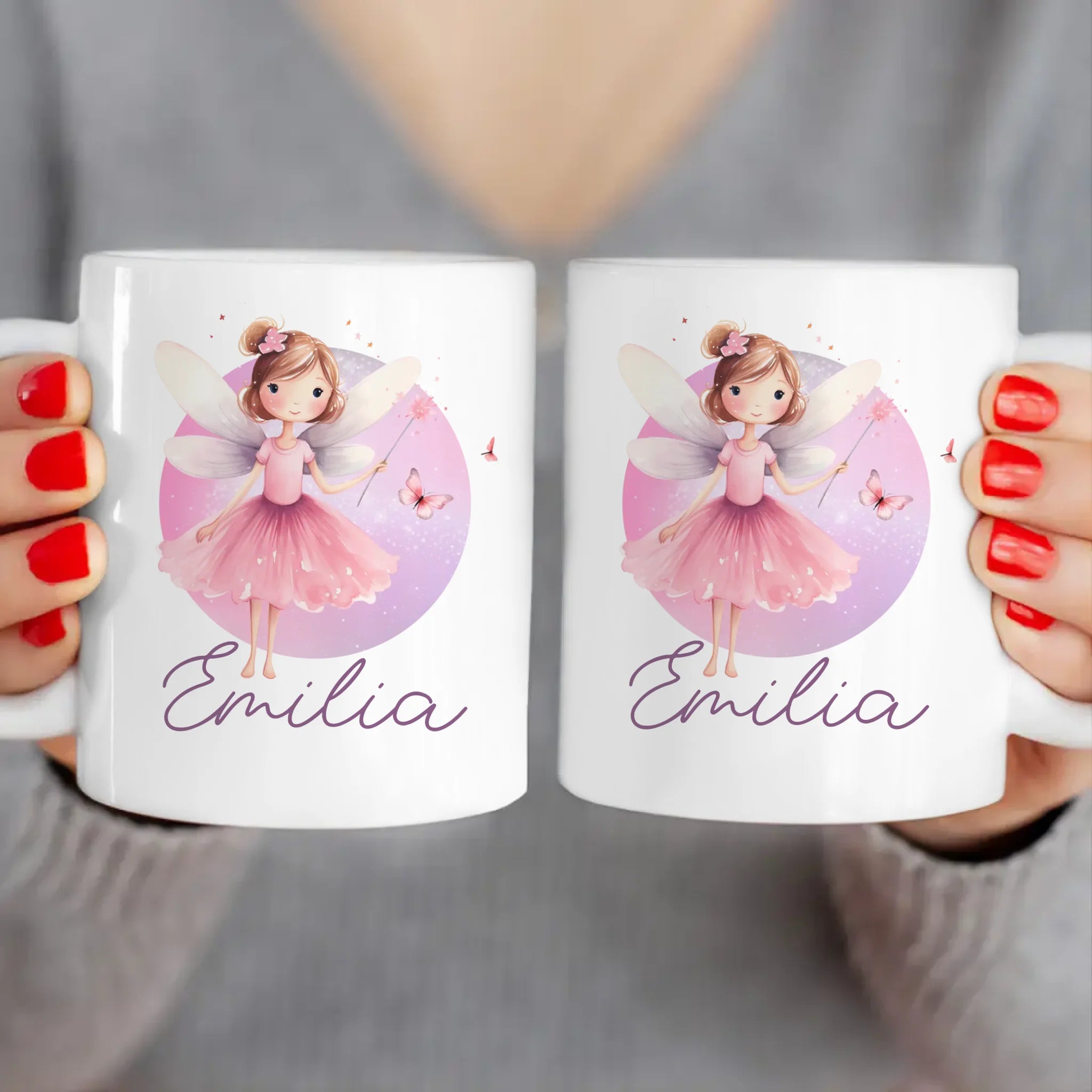 Personalisierte Kindertasse mit Fee und Namen