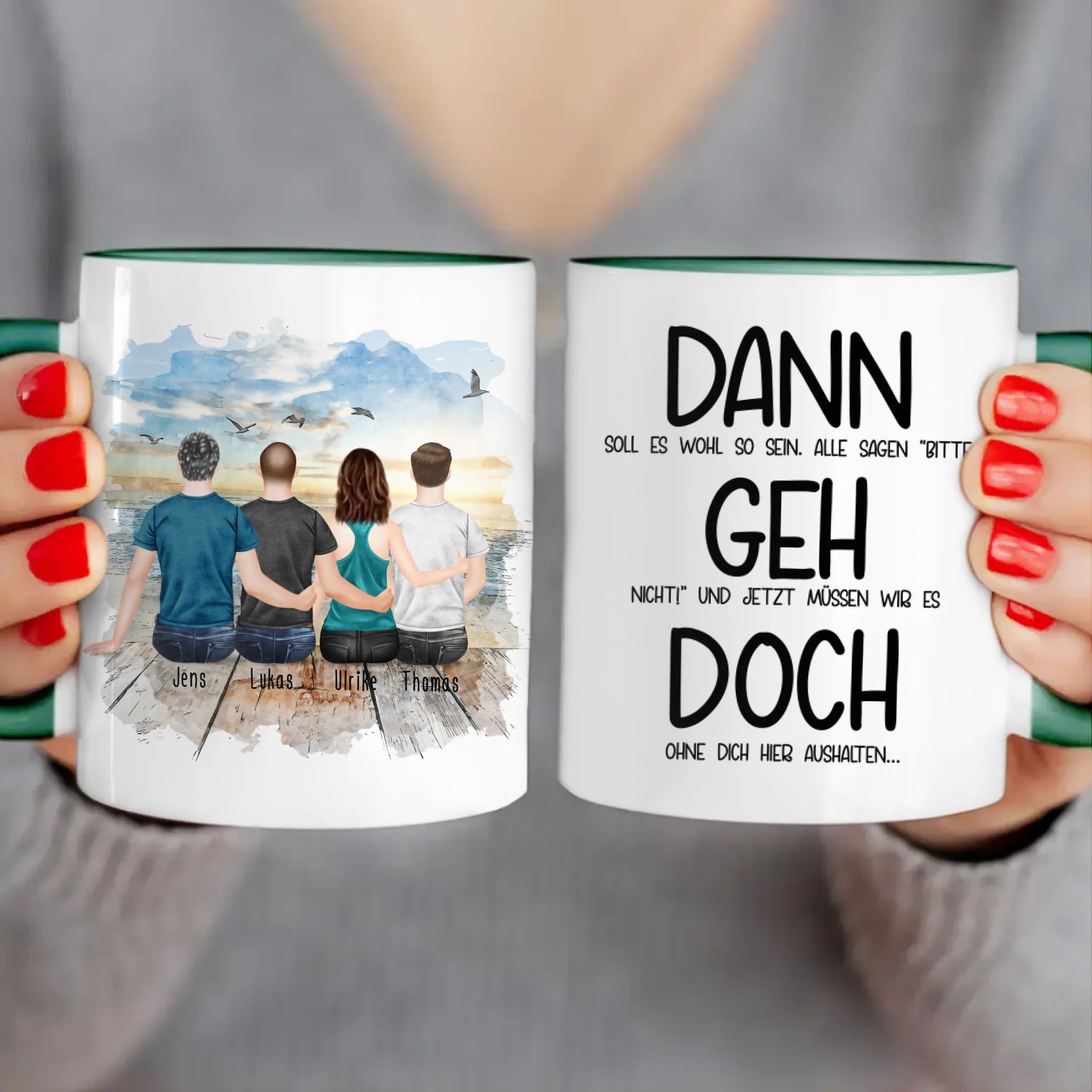 Personalisierte Tasse Kollegen (1 Frau + 3 Männer) - Abschiedsgeschenk