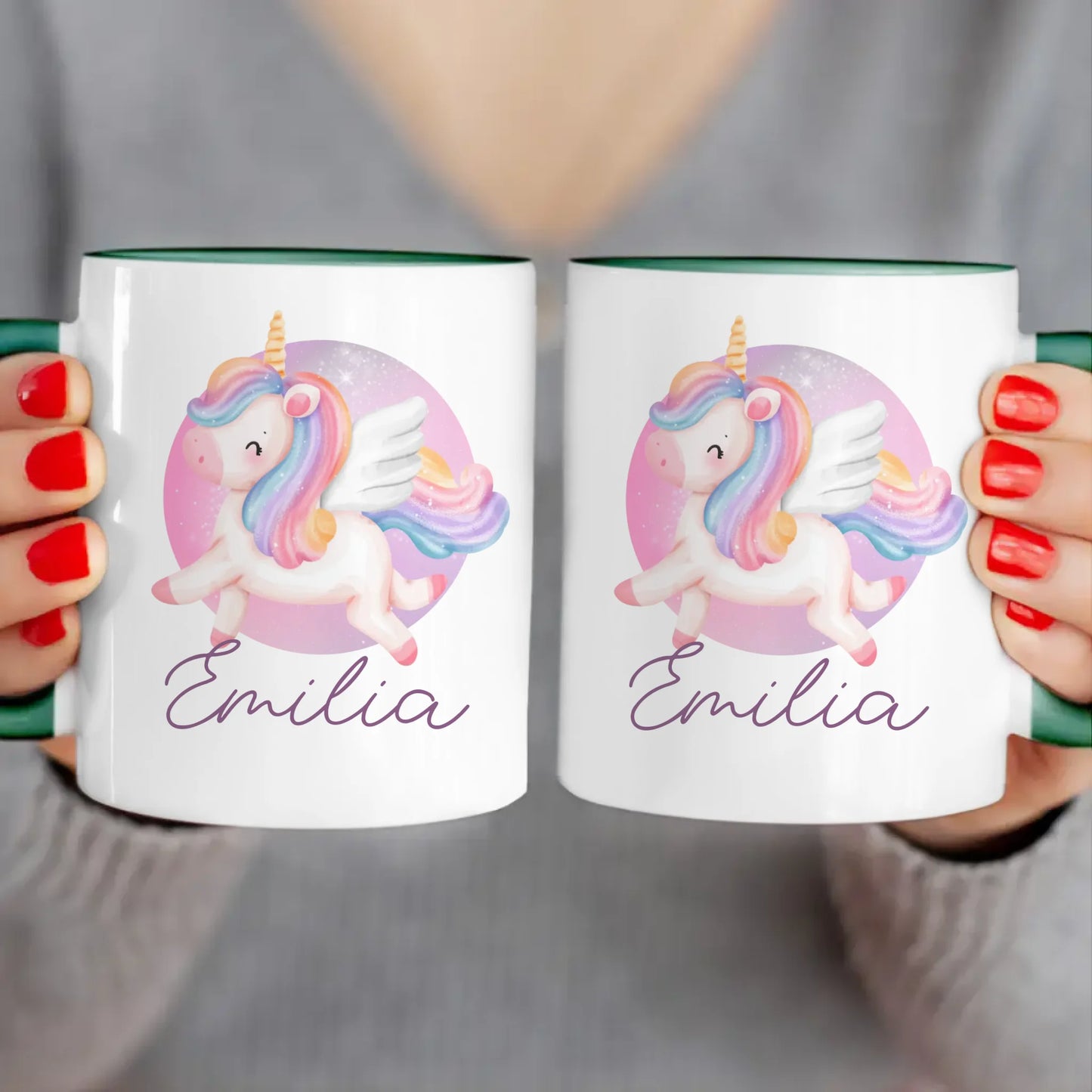Personalisierte Kindertasse mit Einhorn und Namen