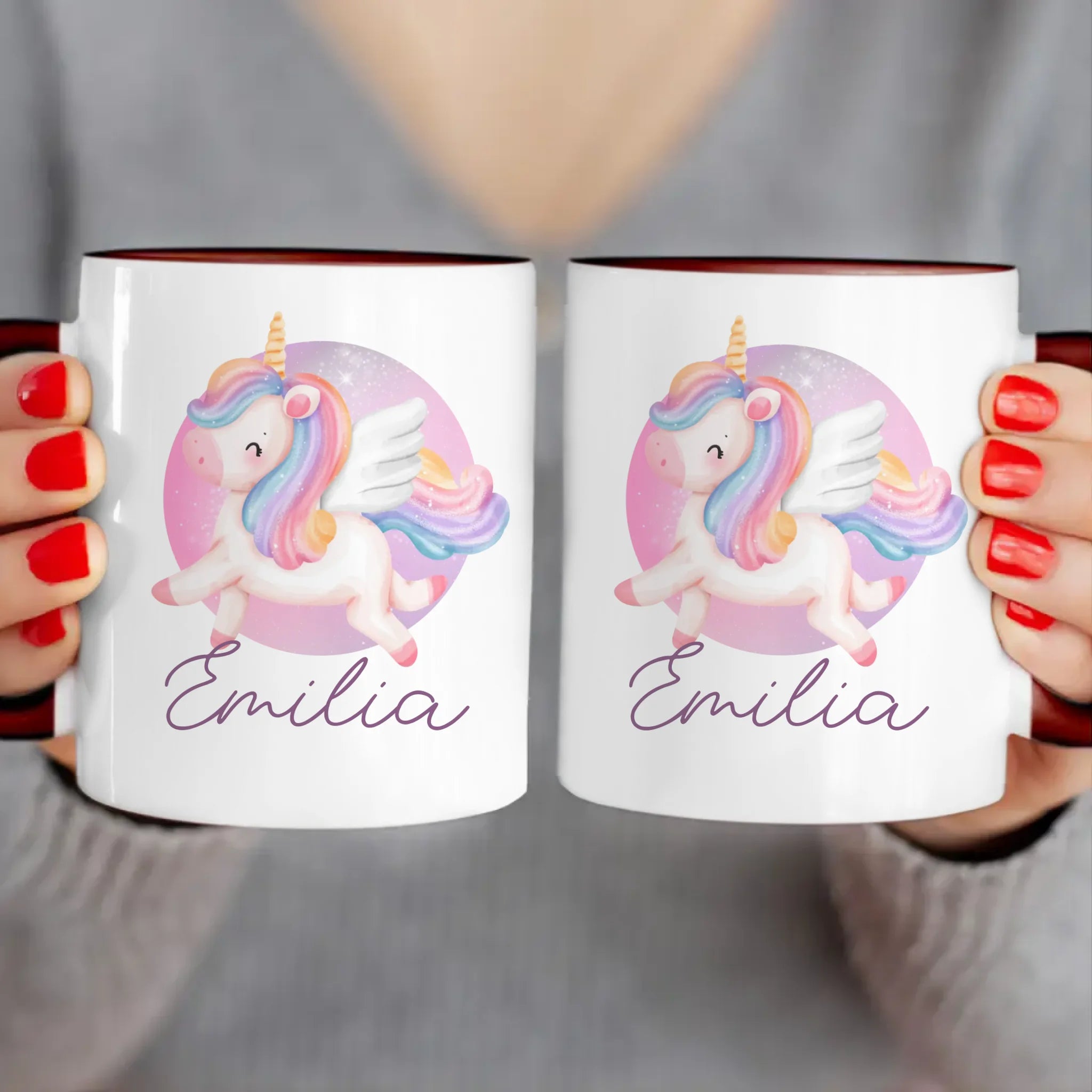 Personalisierte Kindertasse mit Einhorn und Namen