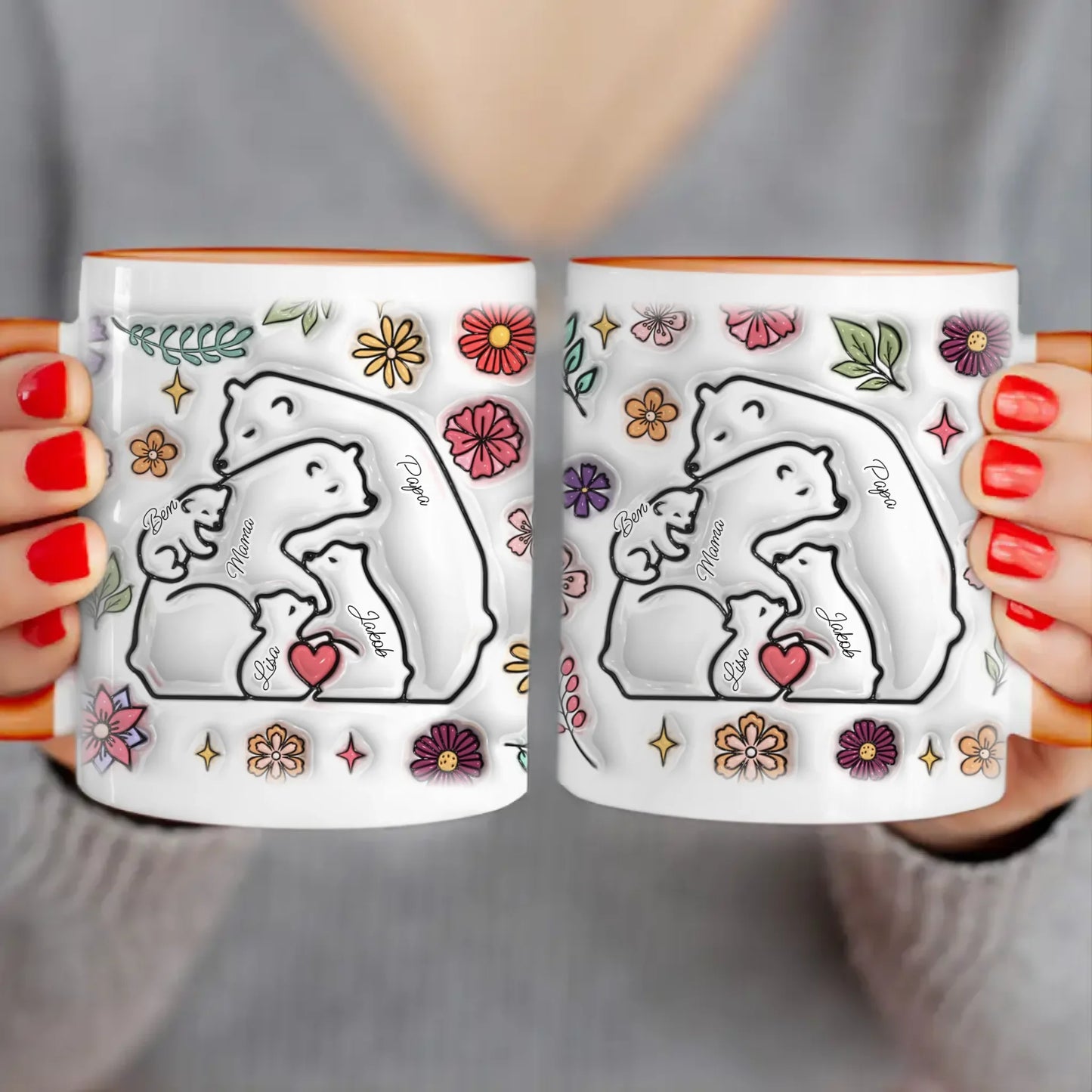 Personalisierte Tasse - Bärenfamilie mit 1-7 Kindern
