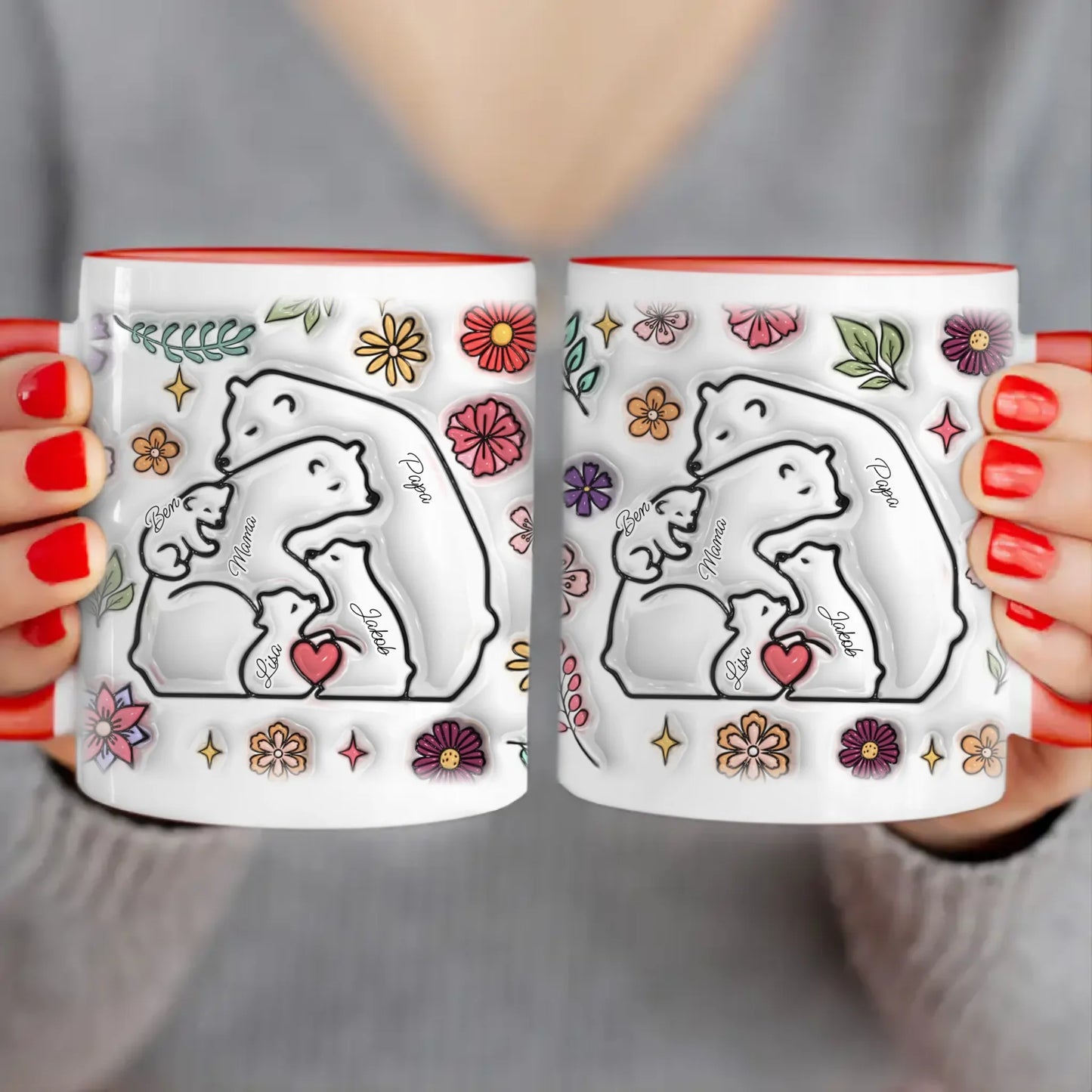 Personalisierte Tasse - Bärenfamilie mit 1-7 Kindern