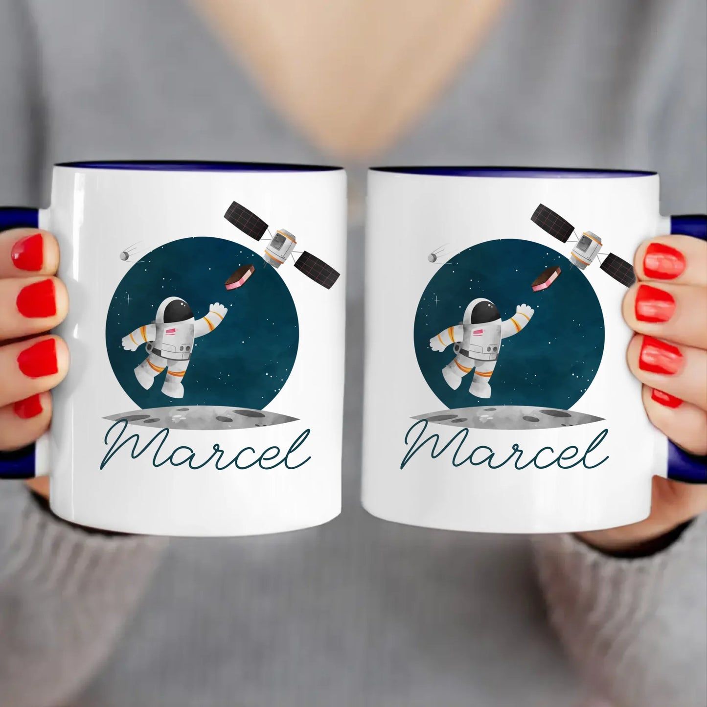 Personalisierte Kindertasse mit Astronaut und Namen