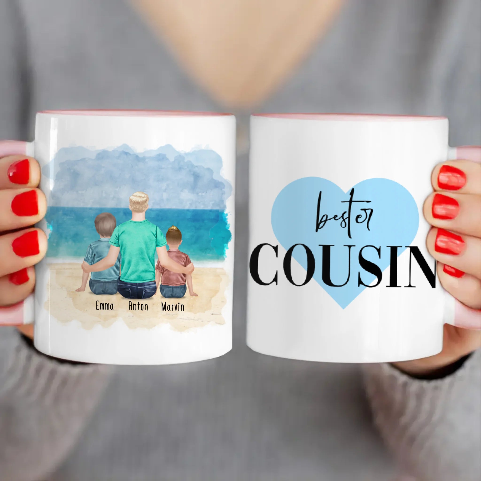 Personalisierte Tasse - 1 Teenager (m) + 1 Kind (m/w) + 1 Kleinkind (m/w)