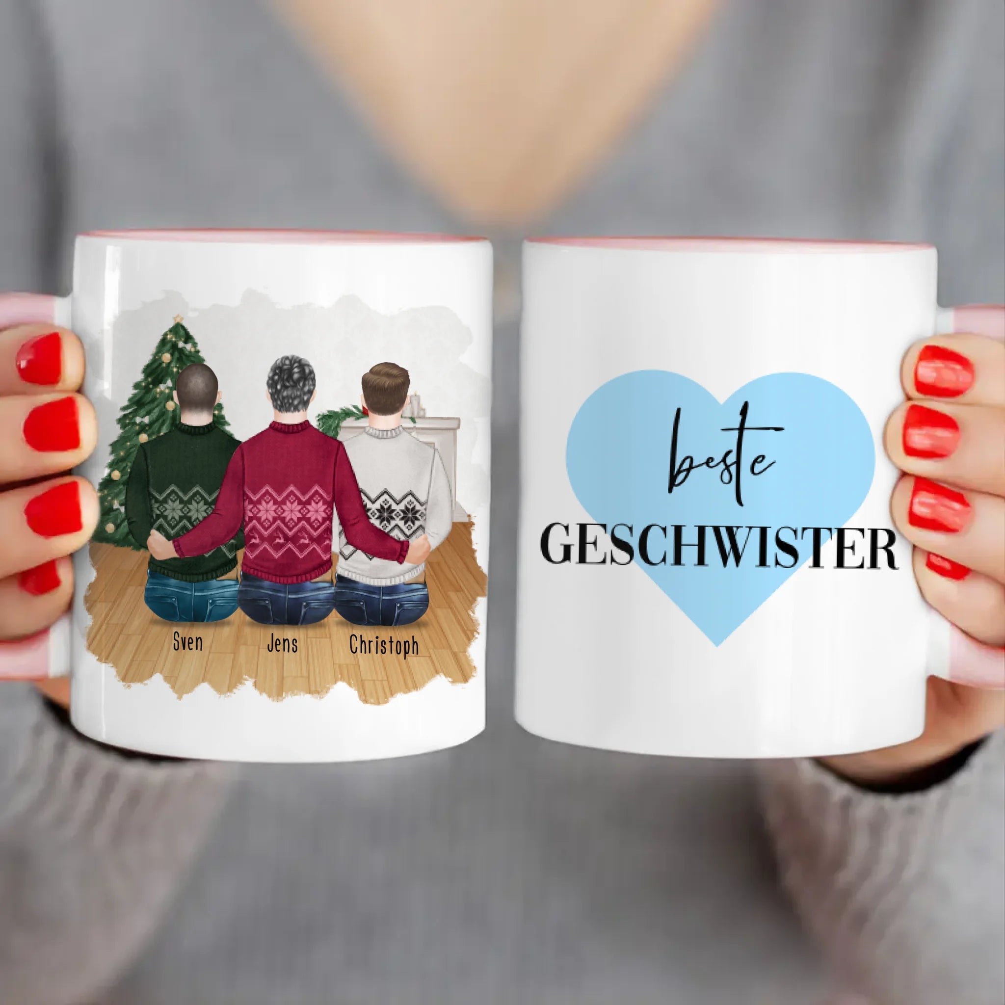 Personalisierte Tasse mit Bruder (3 Brüder) - Weihnachtstasse