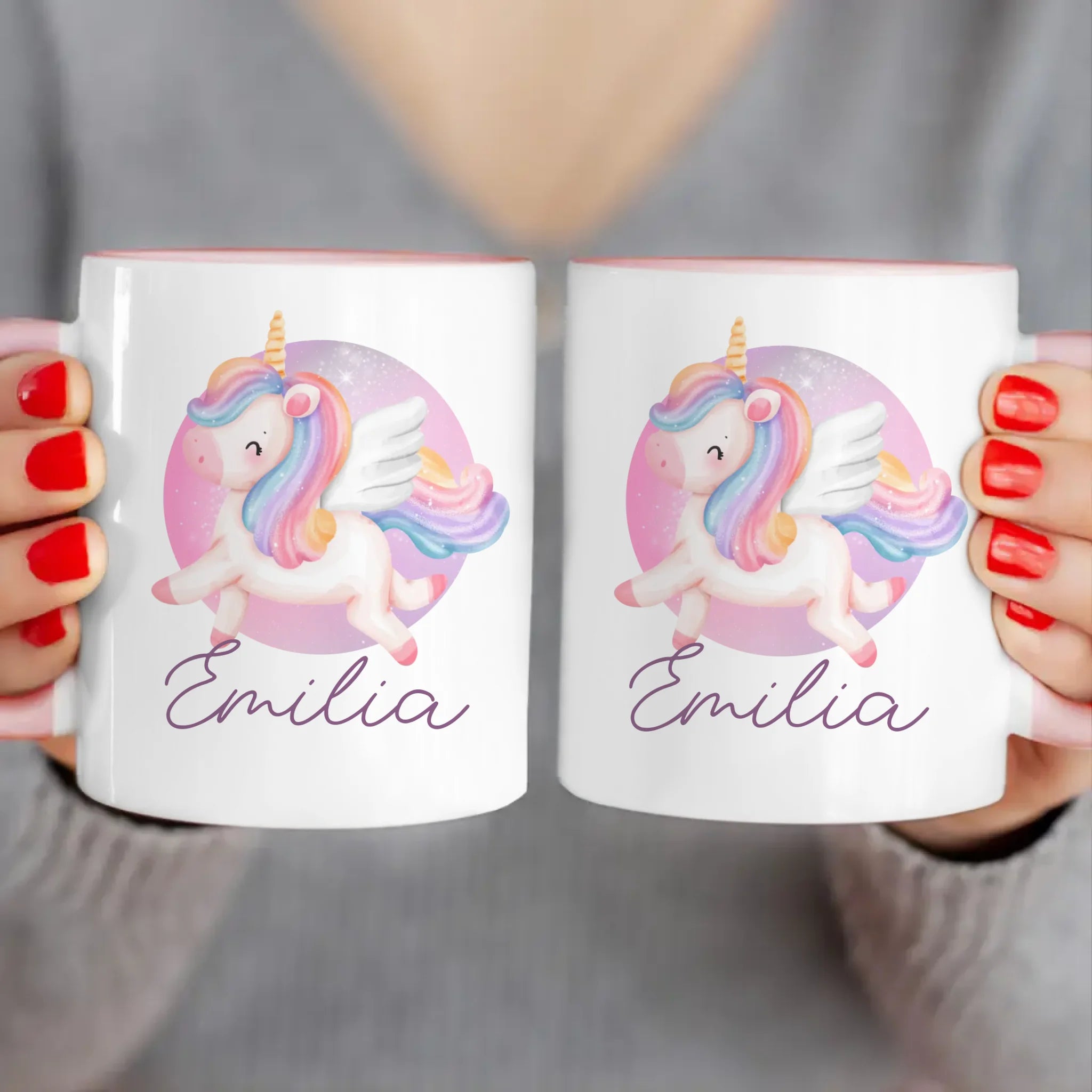Personalisierte Kindertasse mit Einhorn und Namen