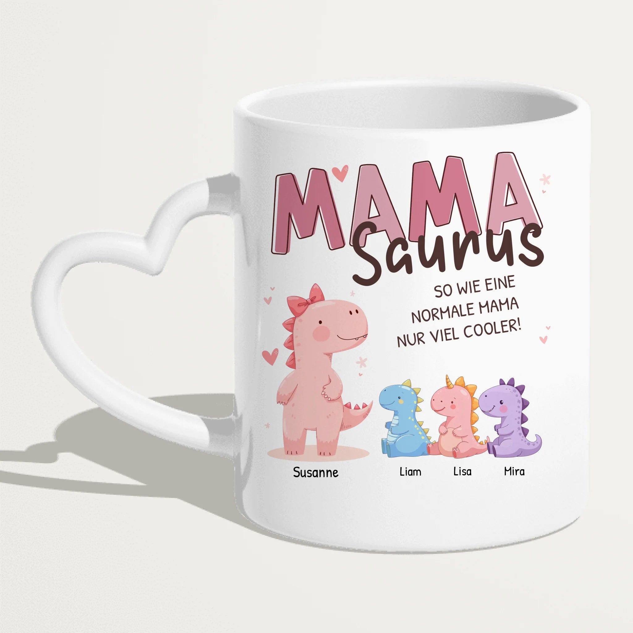Personalisierte Tasse - Mamasaurus mit 1-10 Kindern