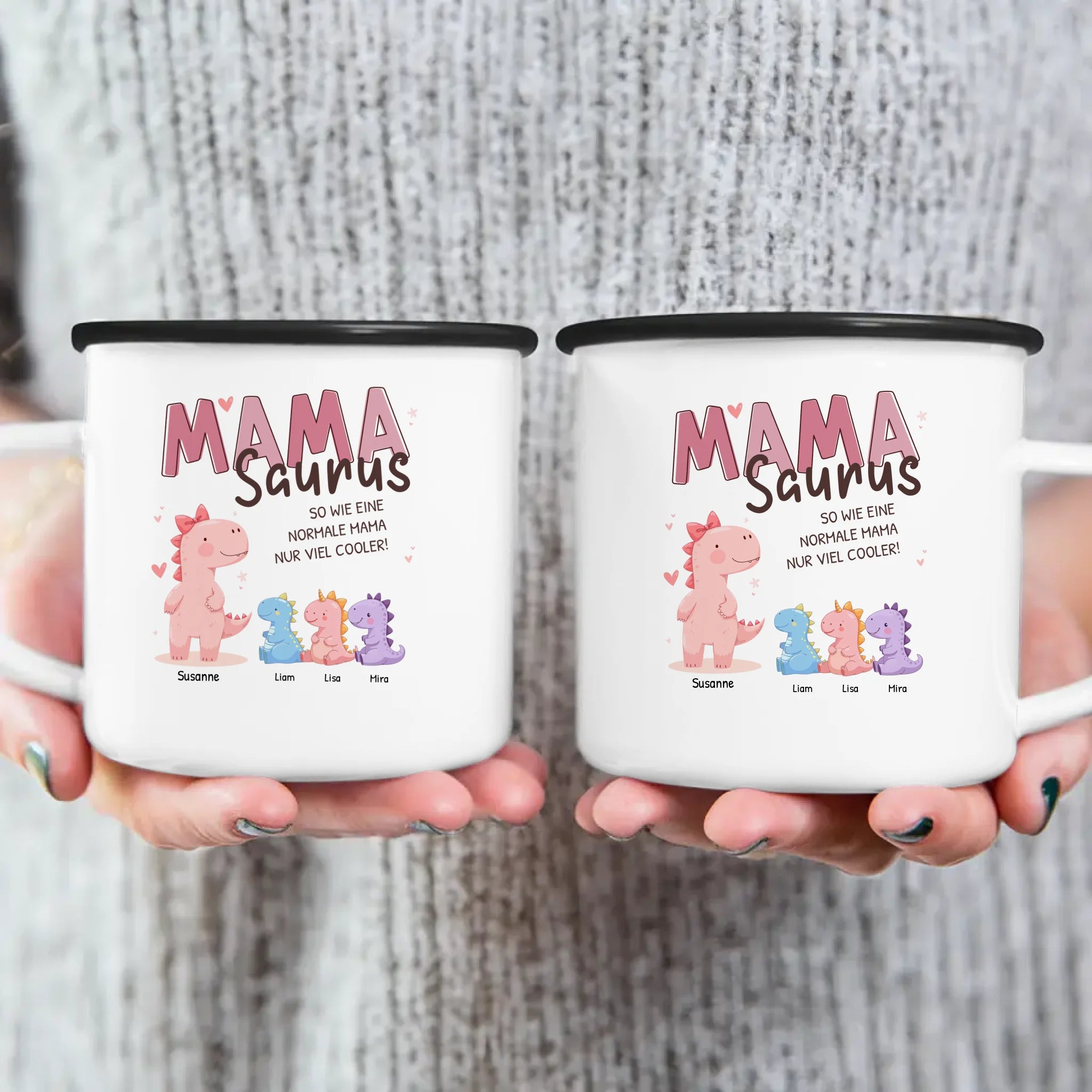 Personalisierte Tasse - Mamasaurus mit 1-10 Kindern