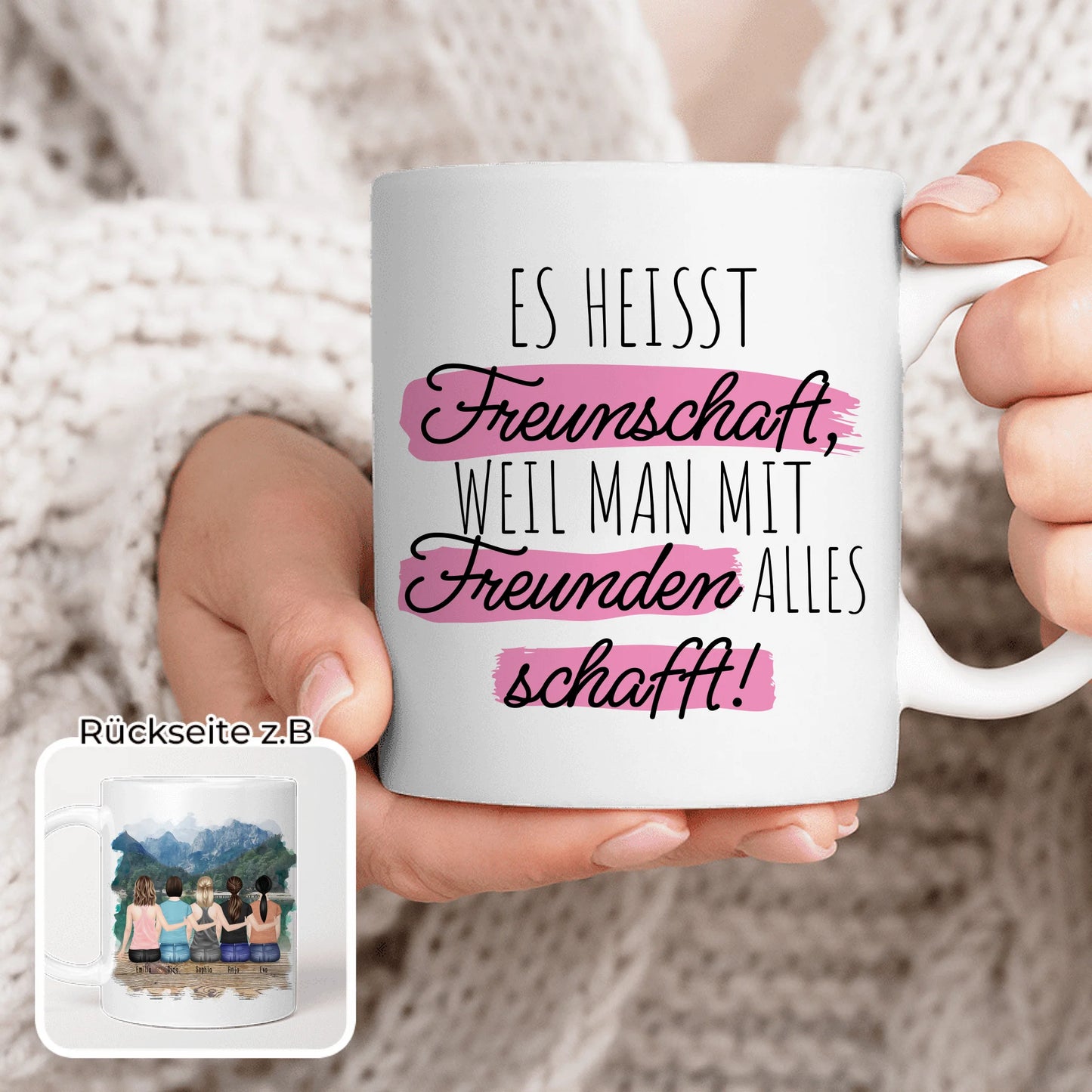 Personalisierte Tasse für Beste Freundinnen (5 Freundinnen)