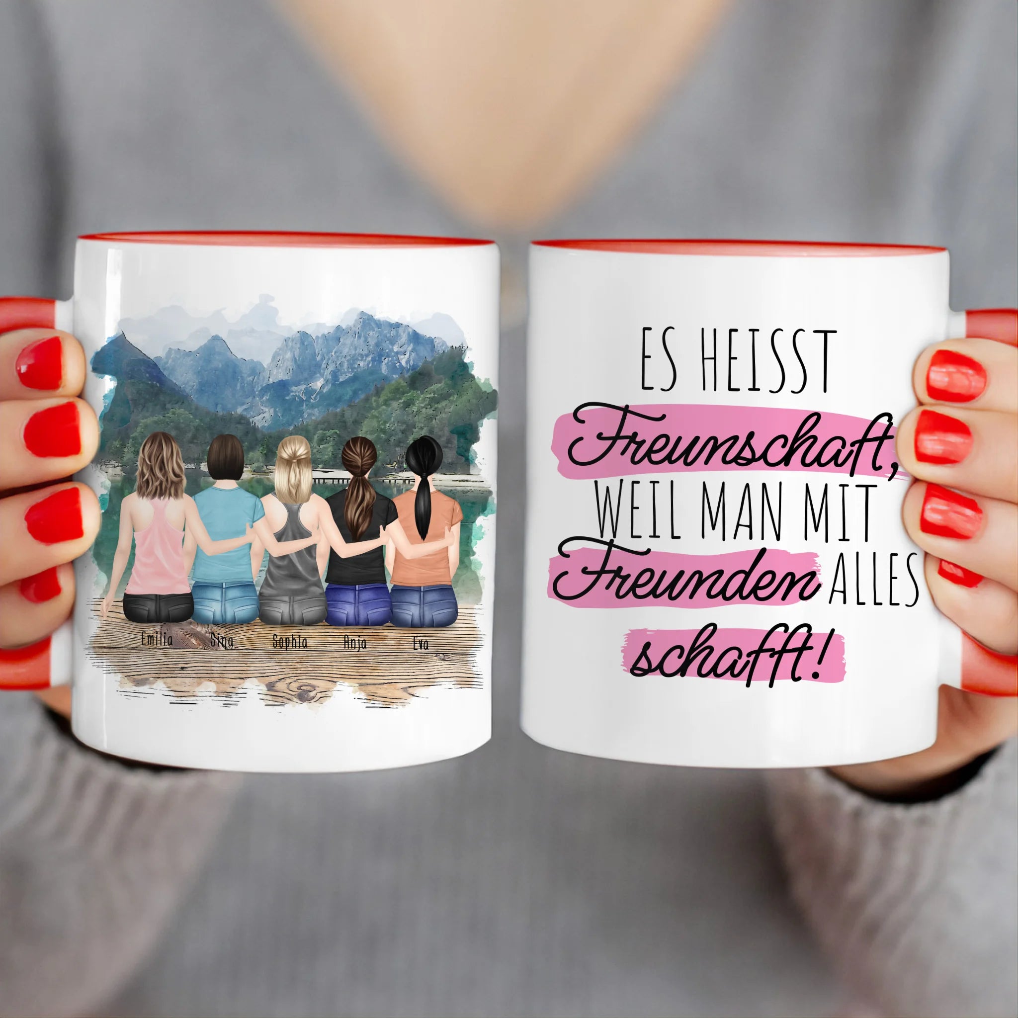 Personalisierte Tasse für Beste Freundinnen (5 Freundinnen)