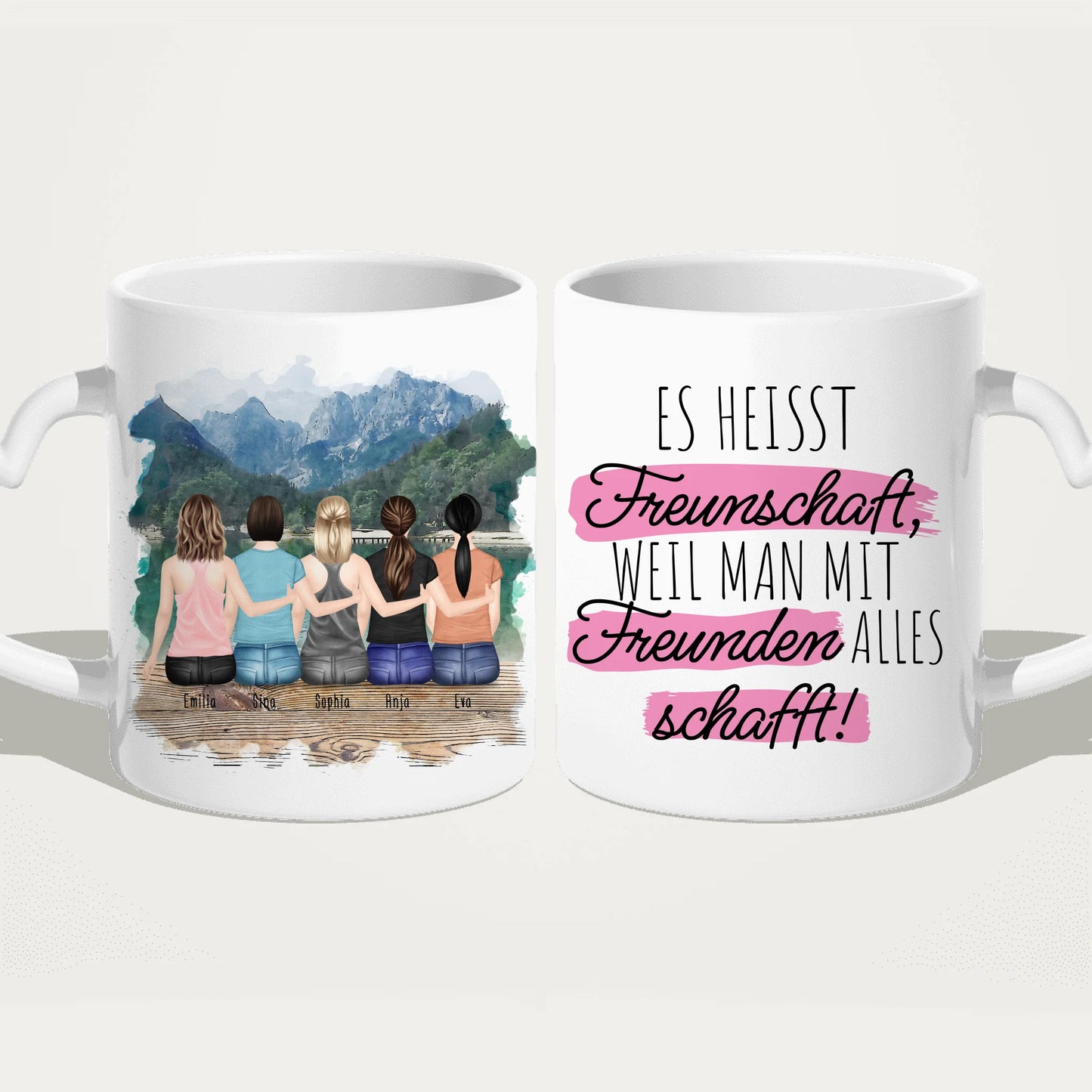 Personalisierte Tasse für Beste Freundinnen (5 Freundinnen)