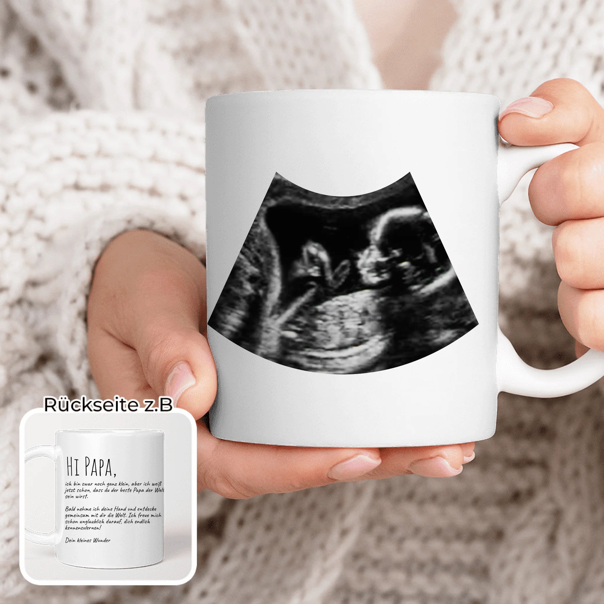 Personalisierte Tasse - Hi Papa, ich freu mich dich zu sehen... mit Ultraschallbild