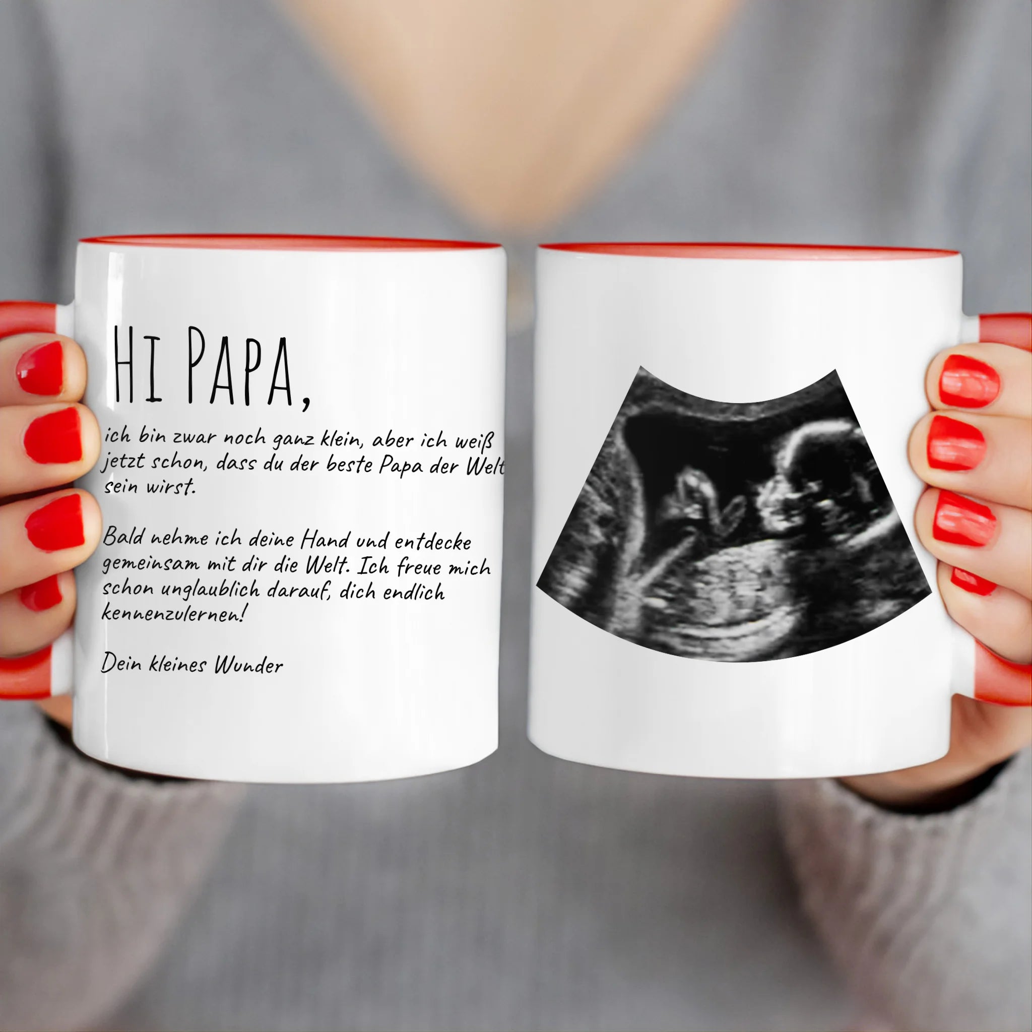 Personalisierte Tasse - Hi Papa, ich freu mich dich zu sehen... mit Ultraschallbild