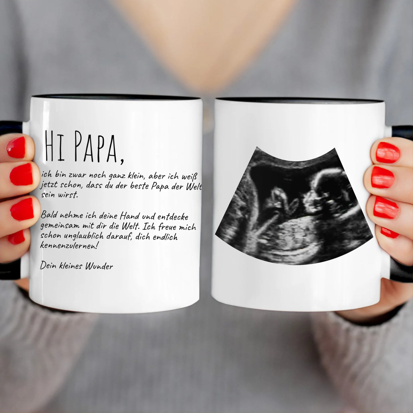 Personalisierte Tasse - Hi Papa, ich freu mich dich zu sehen... mit Ultraschallbild