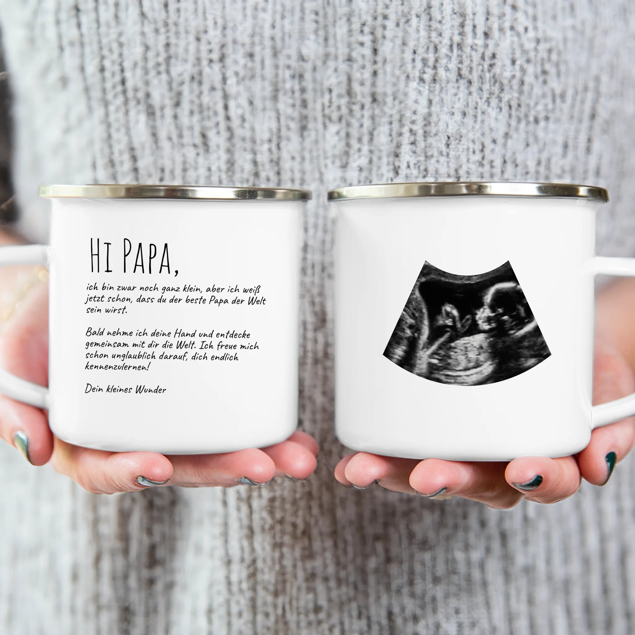 Personalisierte Tasse - Hi Papa, ich freu mich dich zu sehen... mit Ultraschallbild