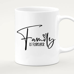 Personalisierte Tasse mit Familie (1 Baby, 1 Kind, 1 Teenagerin)