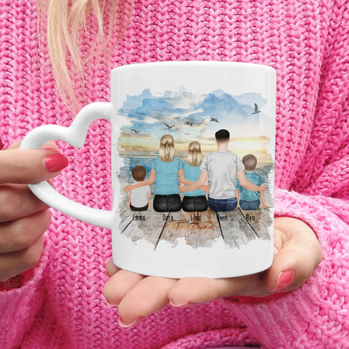 Personalisierte Tasse mit Familie (1 Baby, 1 Kind, 1 Teenagerin)