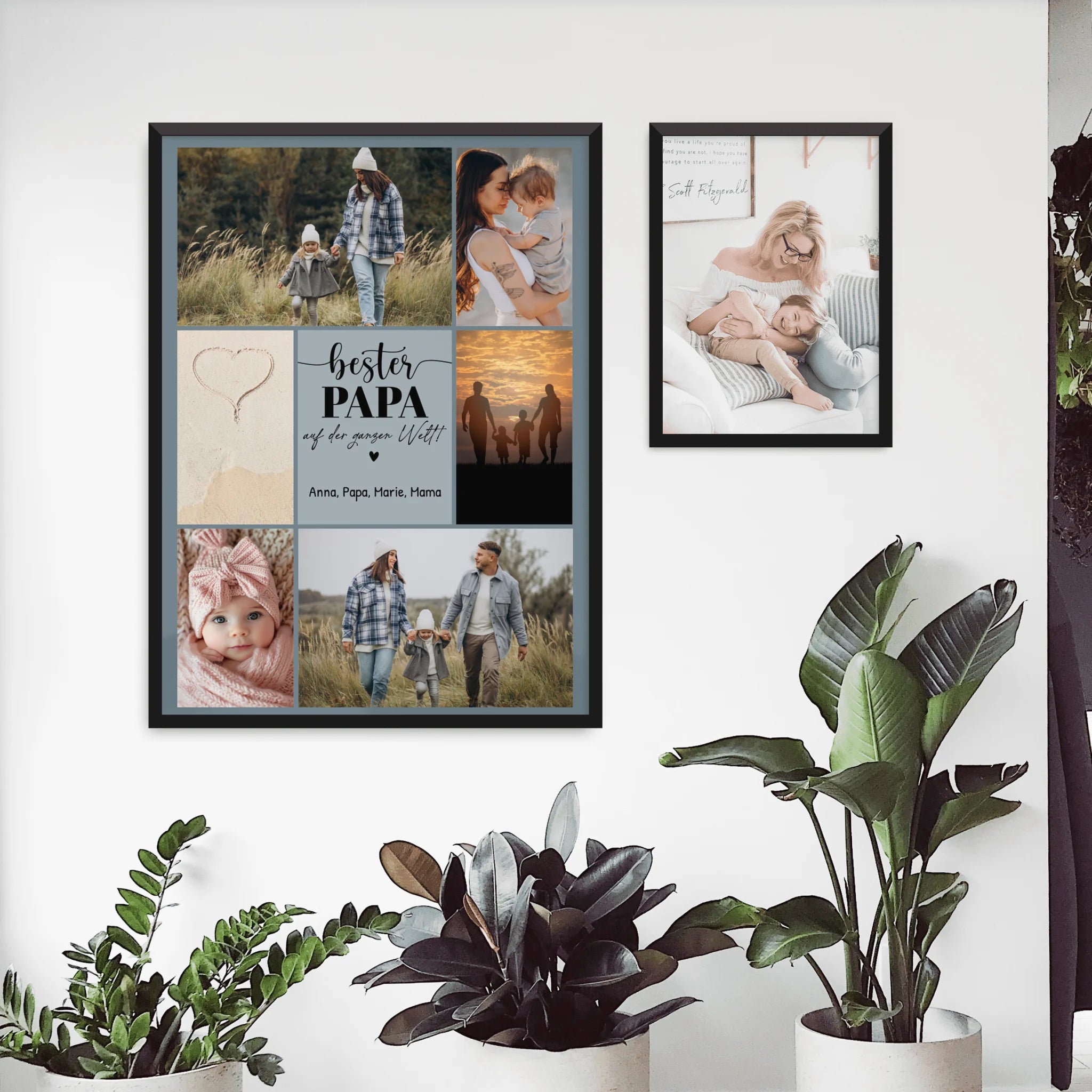 Personalisiertes Poster - Bester Papa auf der ganzen Welt - Fotocollage mit 6 Bildern