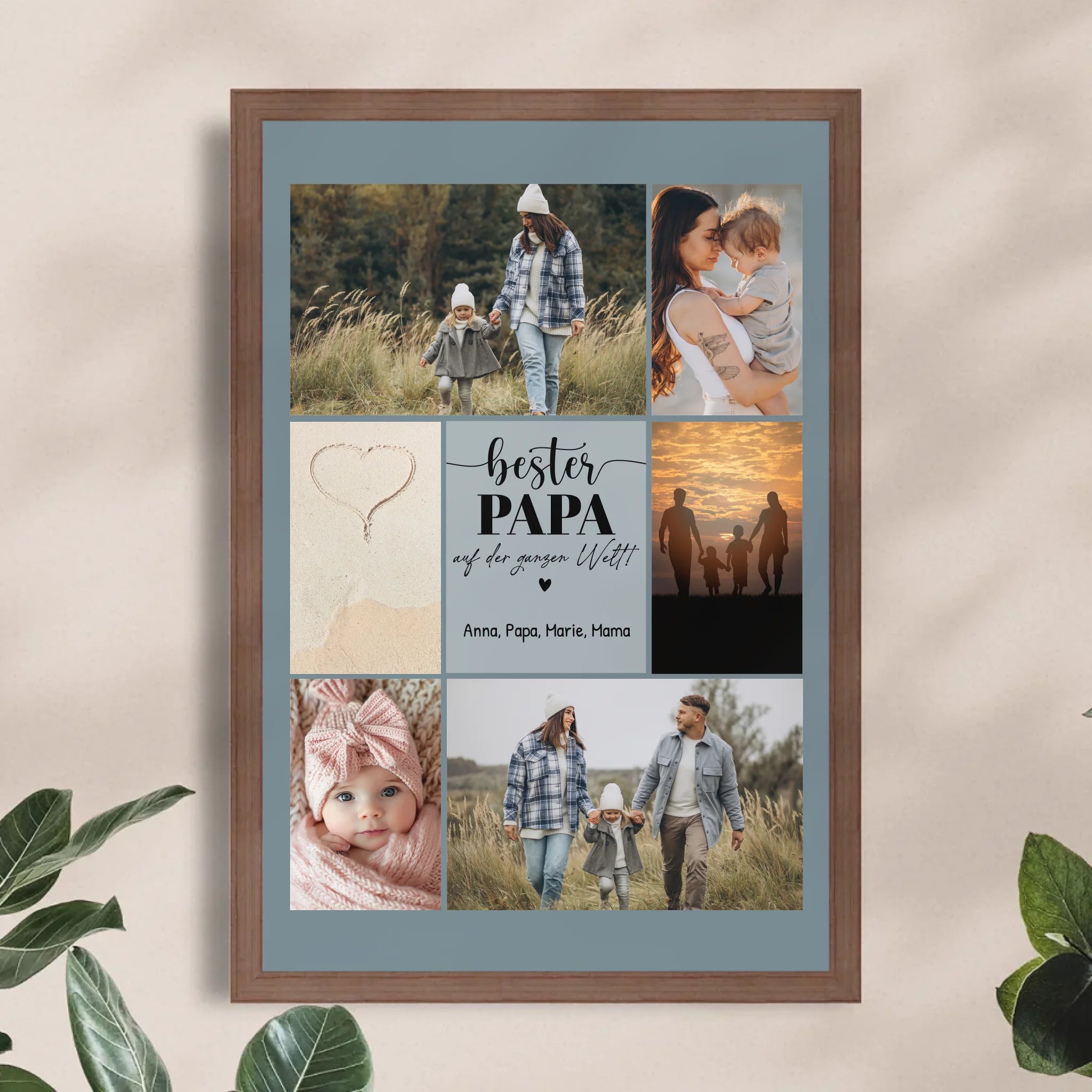 Personalisiertes Poster - Bester Papa auf der ganzen Welt - Fotocollage mit 6 Bildern