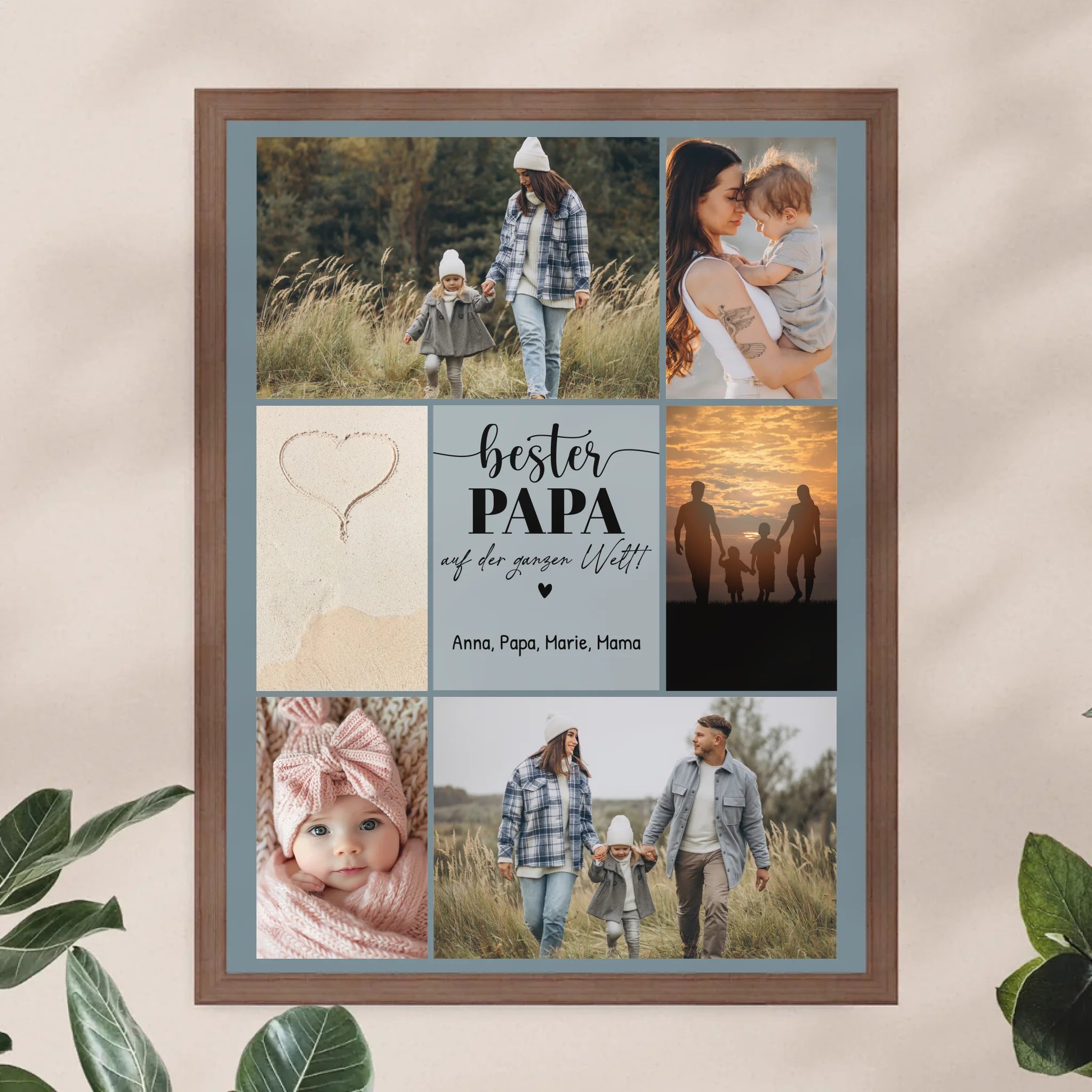Personalisiertes Poster - Bester Papa auf der ganzen Welt - Fotocollage mit 6 Bildern