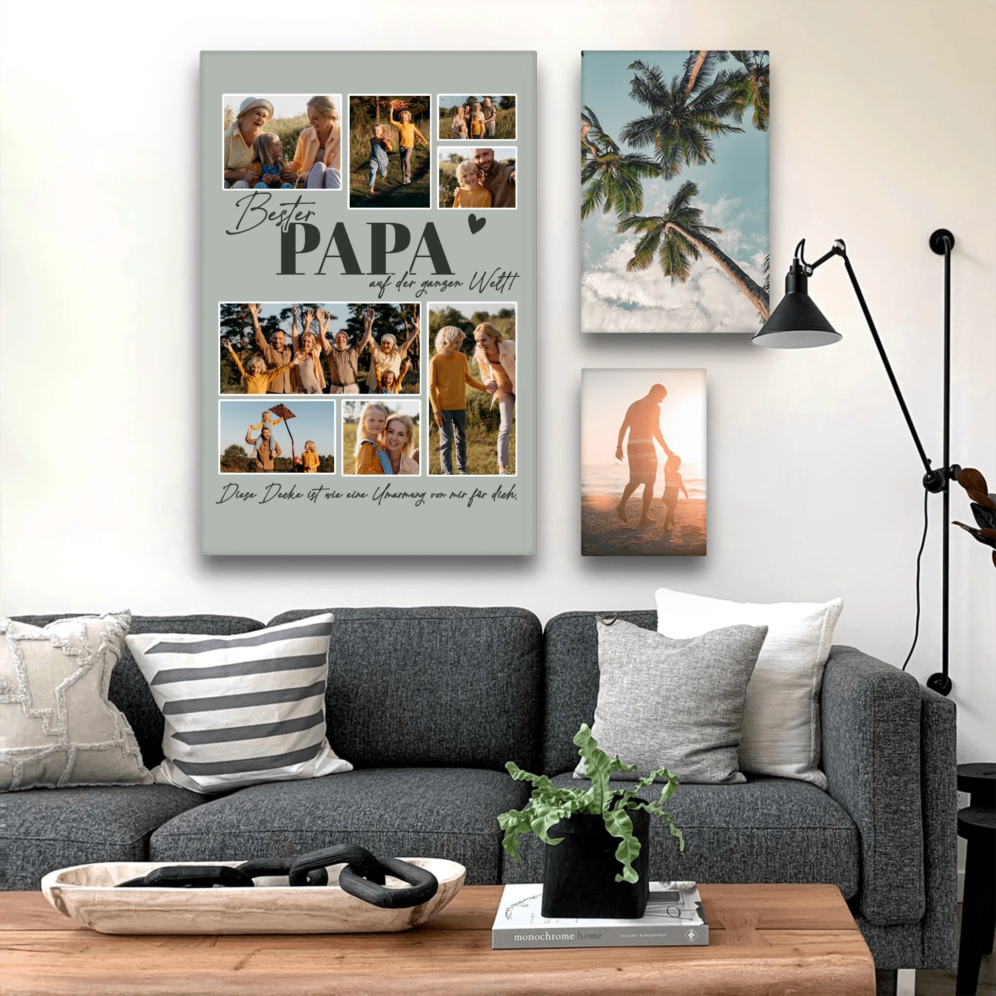Personalisierte Leinwand - Bester Papa auf der ganzen Welt - Fotocollage mit 8 Bildern