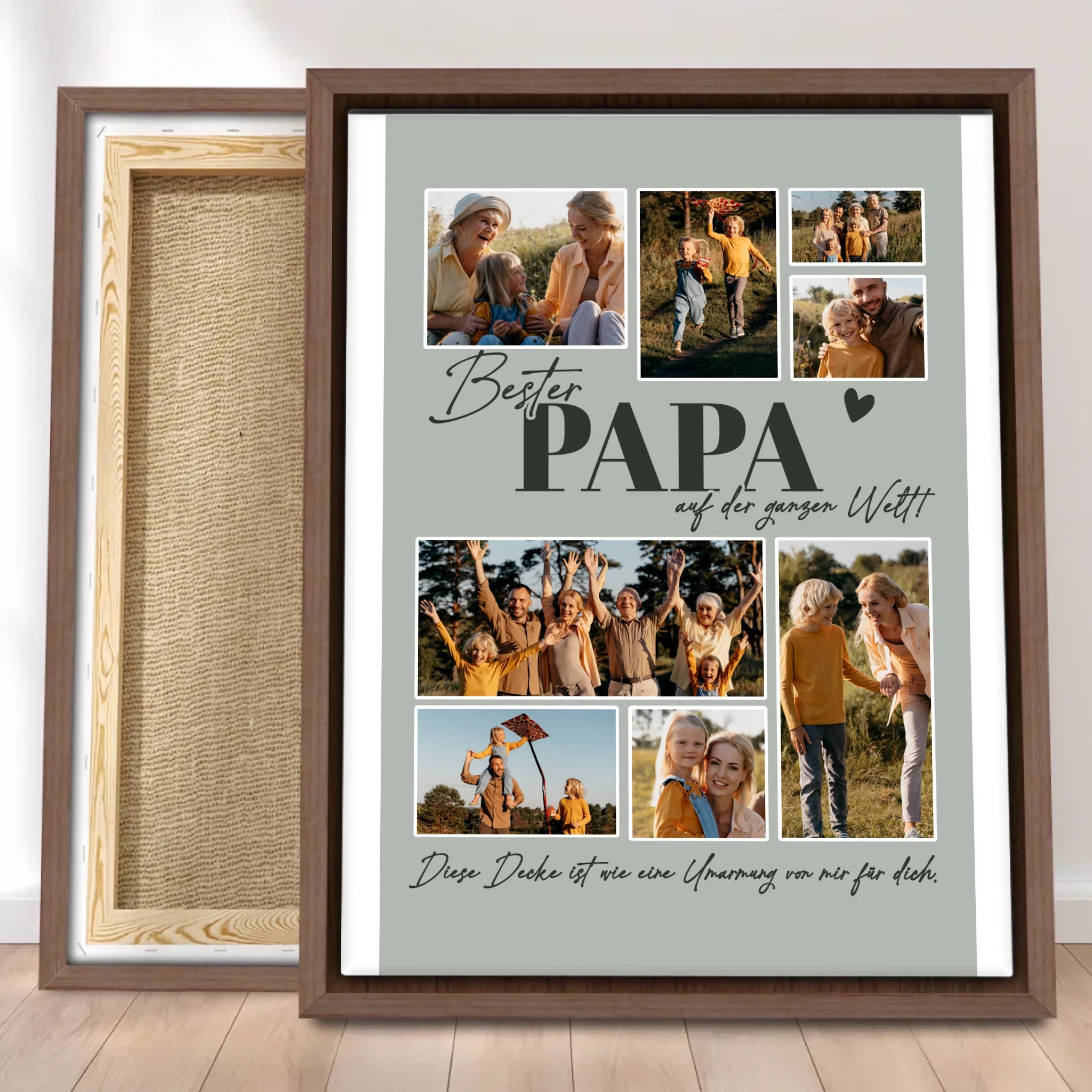 Personalisierte Leinwand - Bester Papa auf der ganzen Welt - Fotocollage mit 8 Bildern