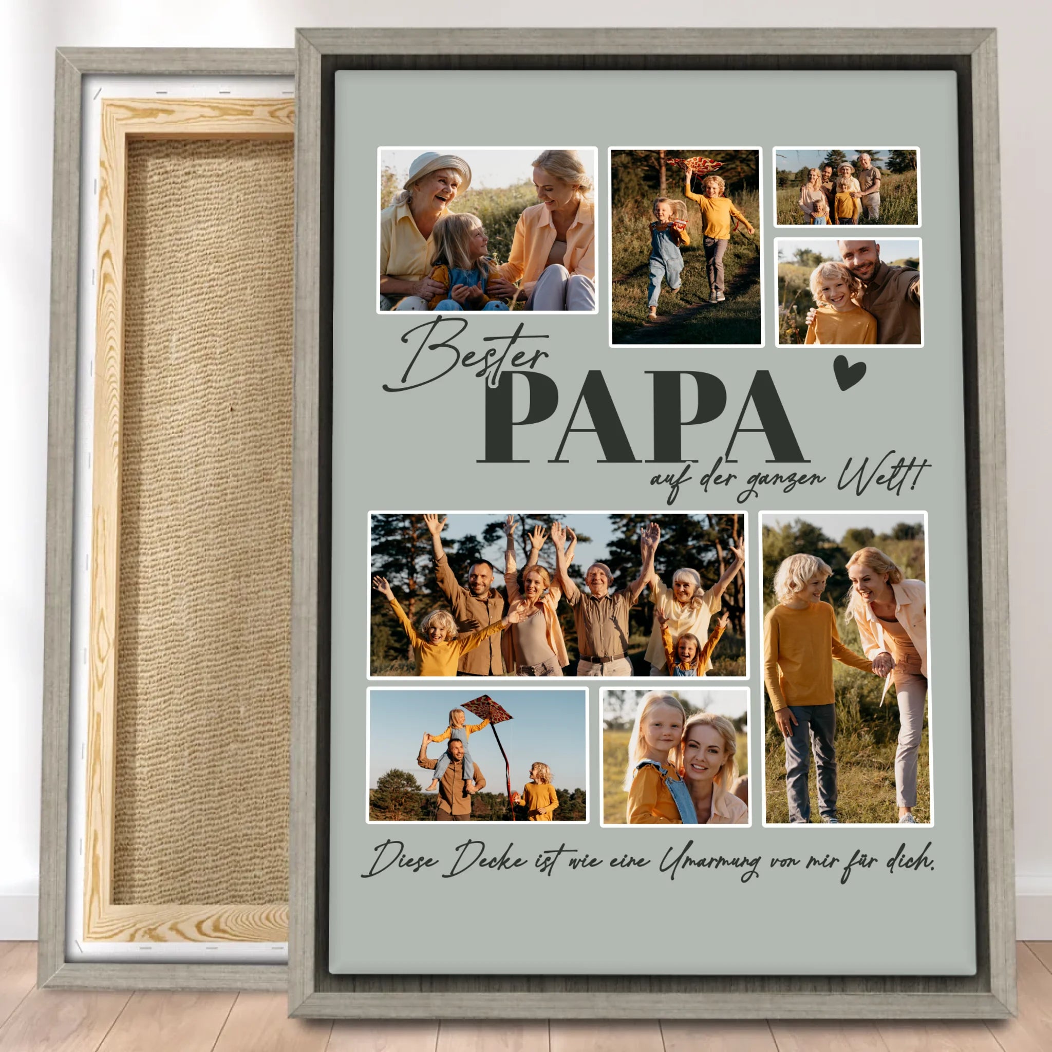 Personalisierte Leinwand - Bester Papa auf der ganzen Welt - Fotocollage mit 8 Bildern