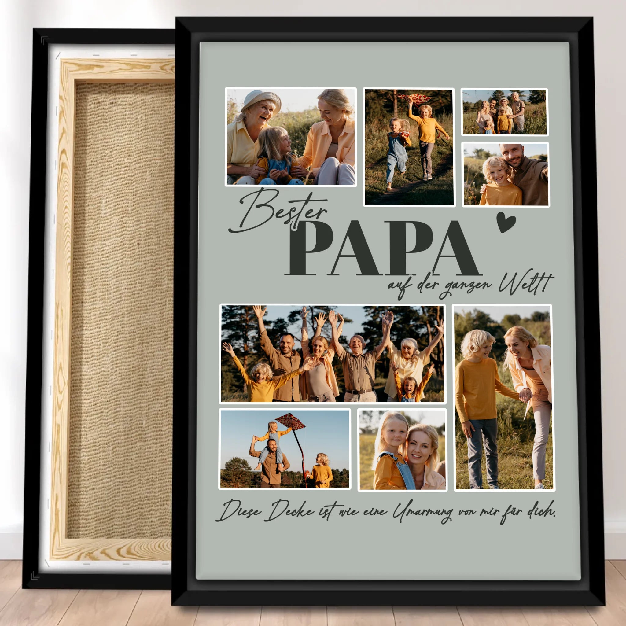 Personalisierte Leinwand - Bester Papa auf der ganzen Welt - Fotocollage mit 8 Bildern