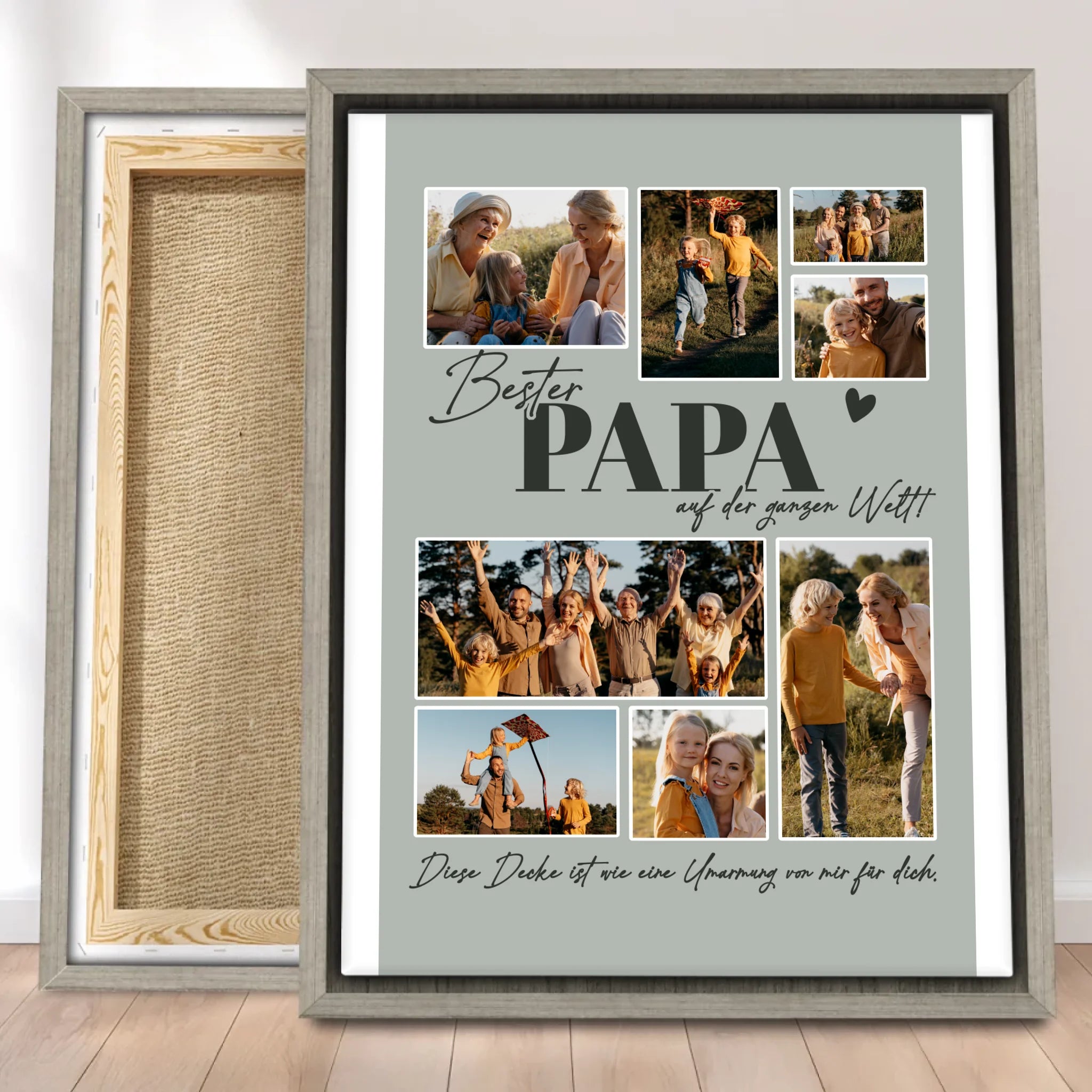 Personalisierte Leinwand - Bester Papa auf der ganzen Welt - Fotocollage mit 8 Bildern