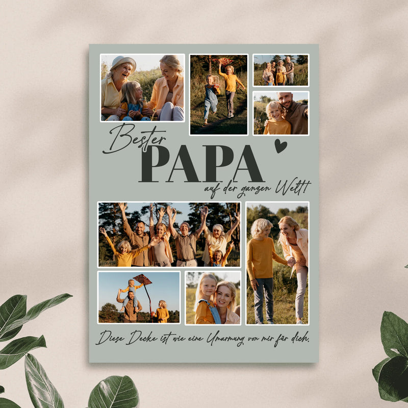 Personalisiertes Poster - Bester Papa auf der ganzen Welt - Fotocollage mit 8 Bildern