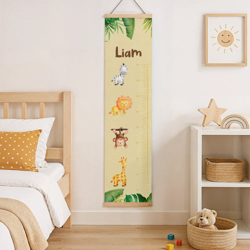 Personalisierte Kinder Messlatte - Jungle Design + Kindername