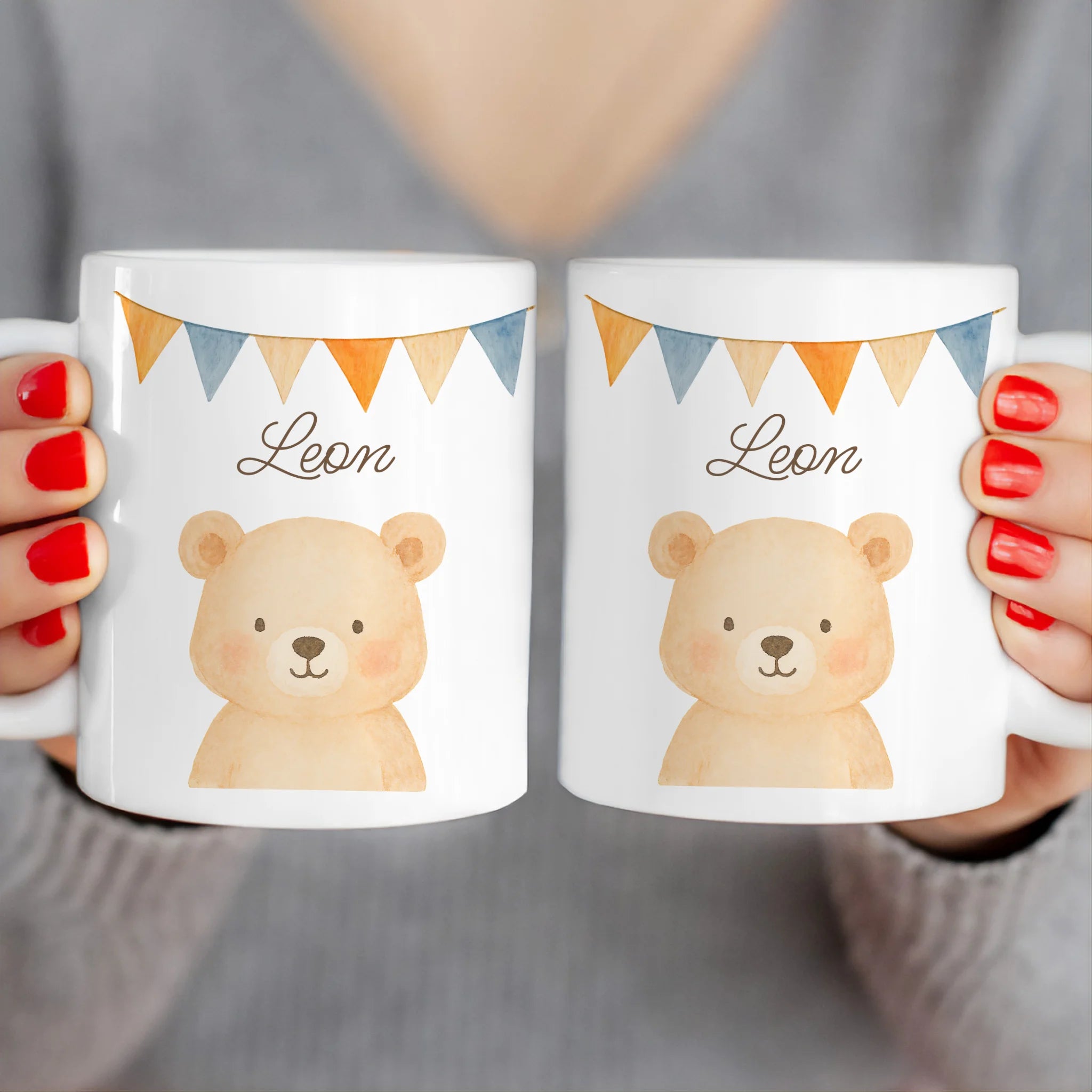 Personalisierte Kindertasse - 1 Tier und Kindername