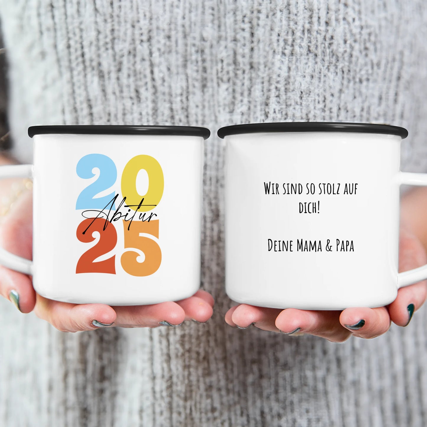 Personalisierte Tasse - Retro Abitur 2025 Tasse mit persönlicher Nachricht