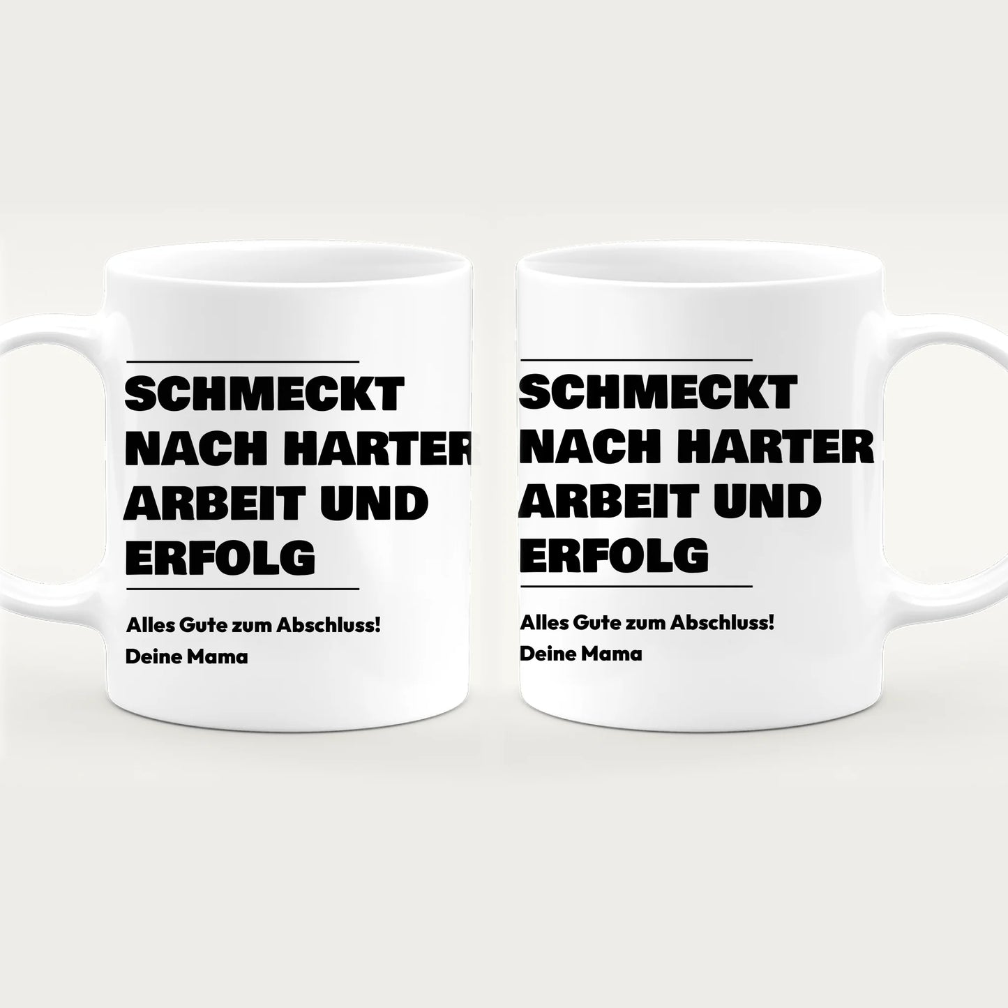 Personalisierte Tasse - Schmeckt nach harter Arbeit und Erfolg - Geschenk zum Abschluss