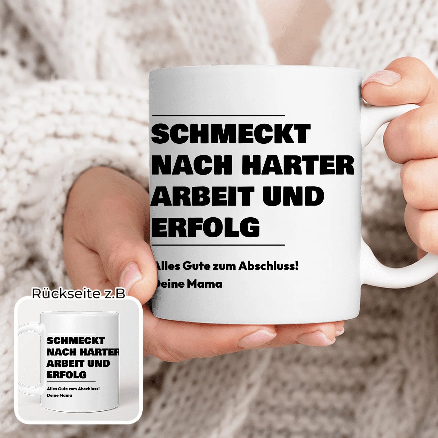 Personalisierte Tasse - Schmeckt nach harter Arbeit und Erfolg - Geschenk zum Abschluss