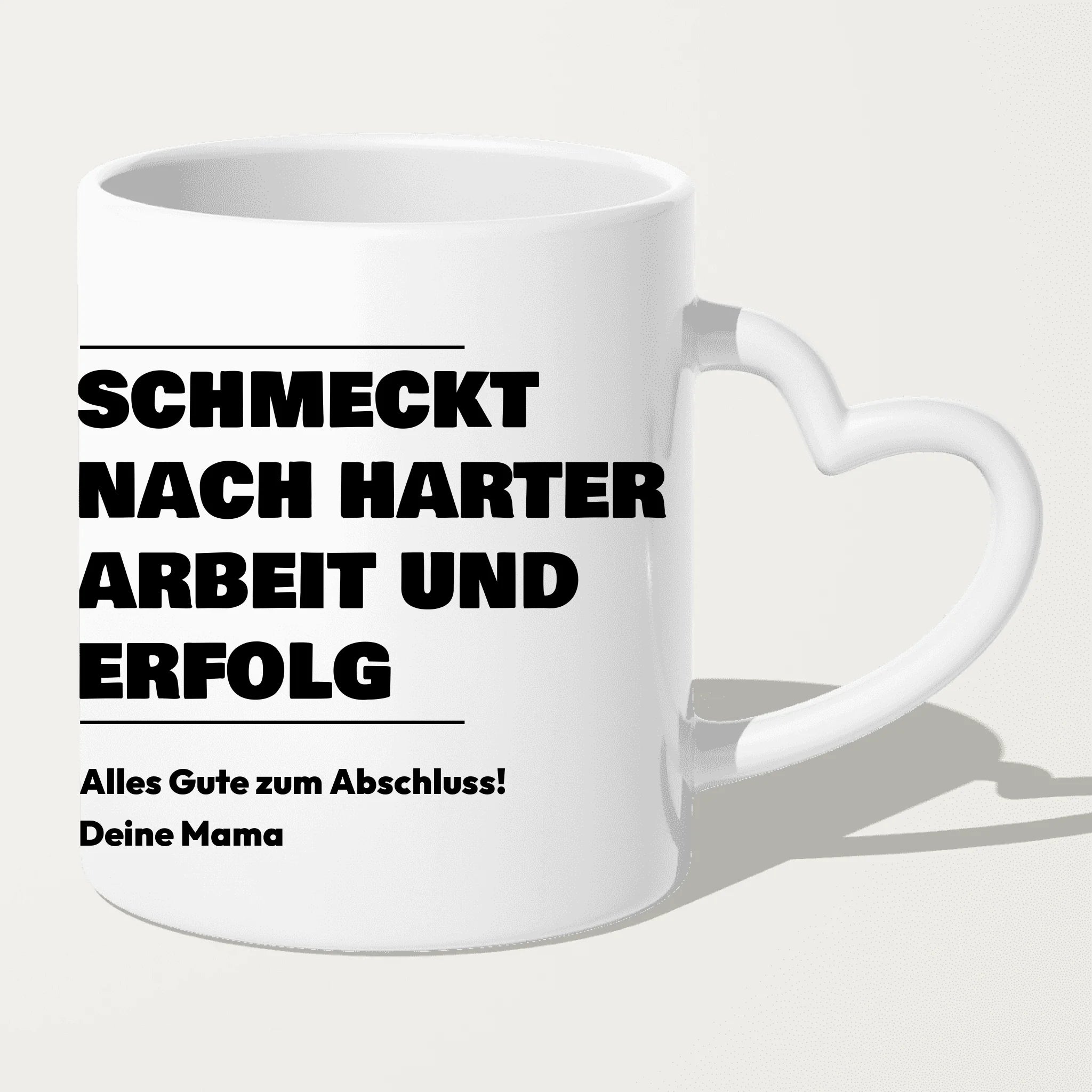 Personalisierte Tasse - Schmeckt nach harter Arbeit und Erfolg - Geschenk zum Abschluss