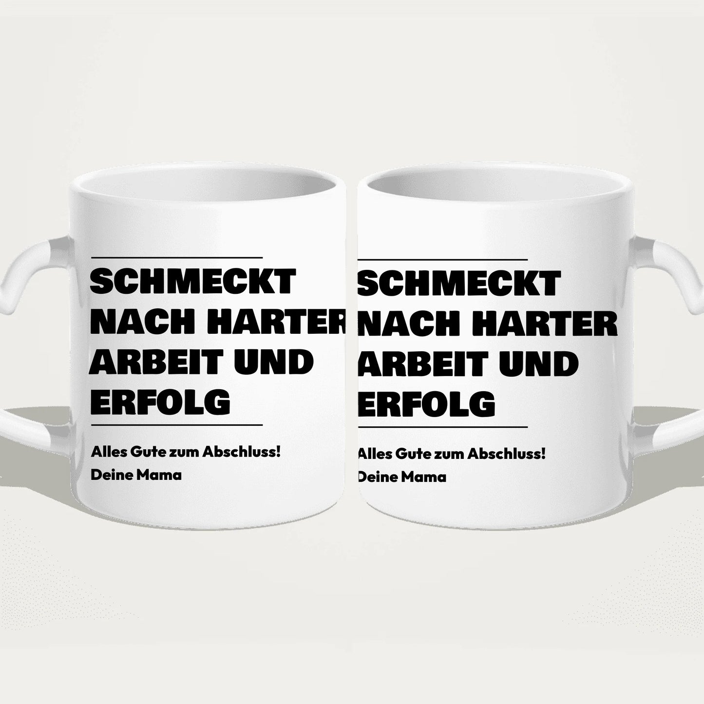 Personalisierte Tasse - Schmeckt nach harter Arbeit und Erfolg - Geschenk zum Abschluss