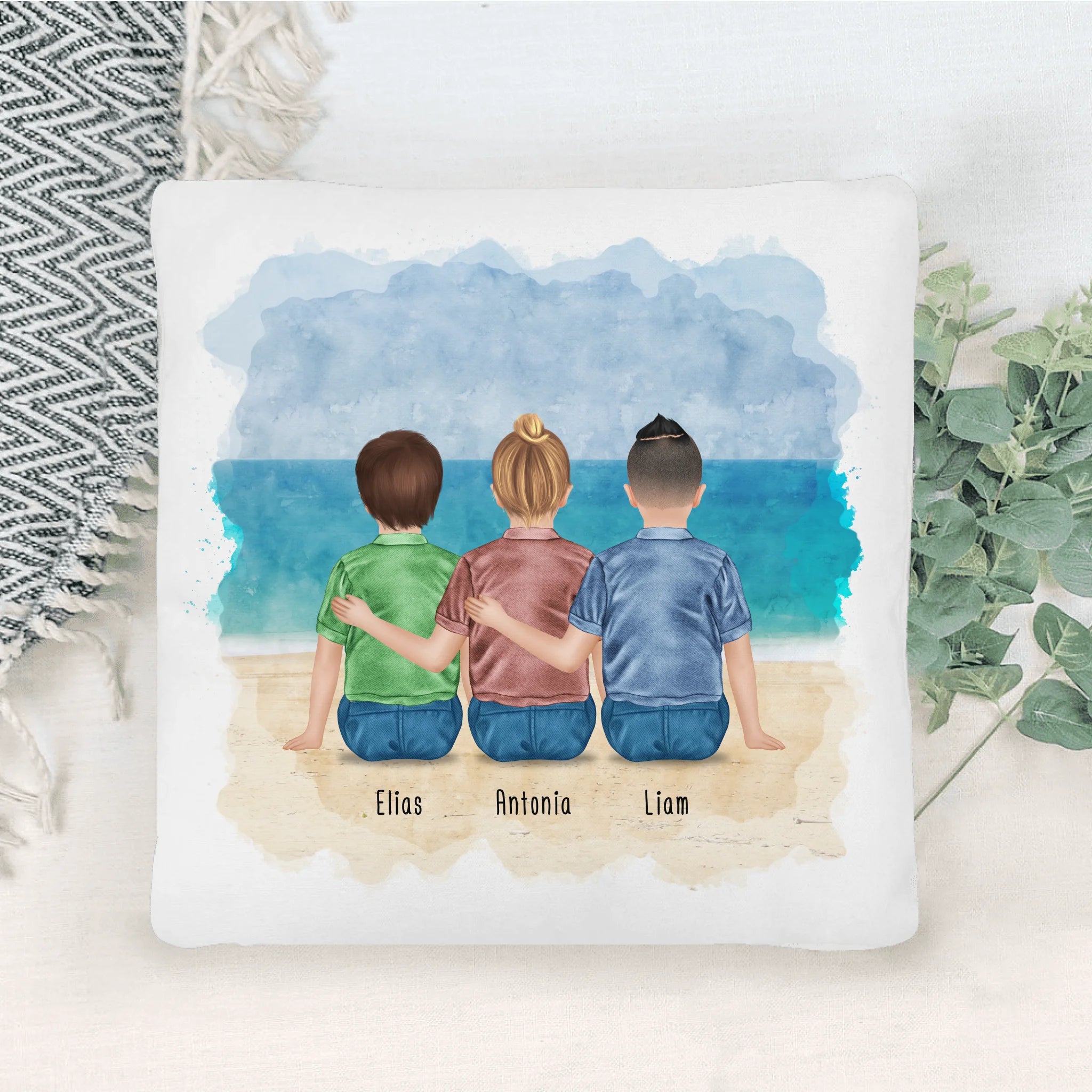 Personalisiertes Kissen - 3 Geschwister