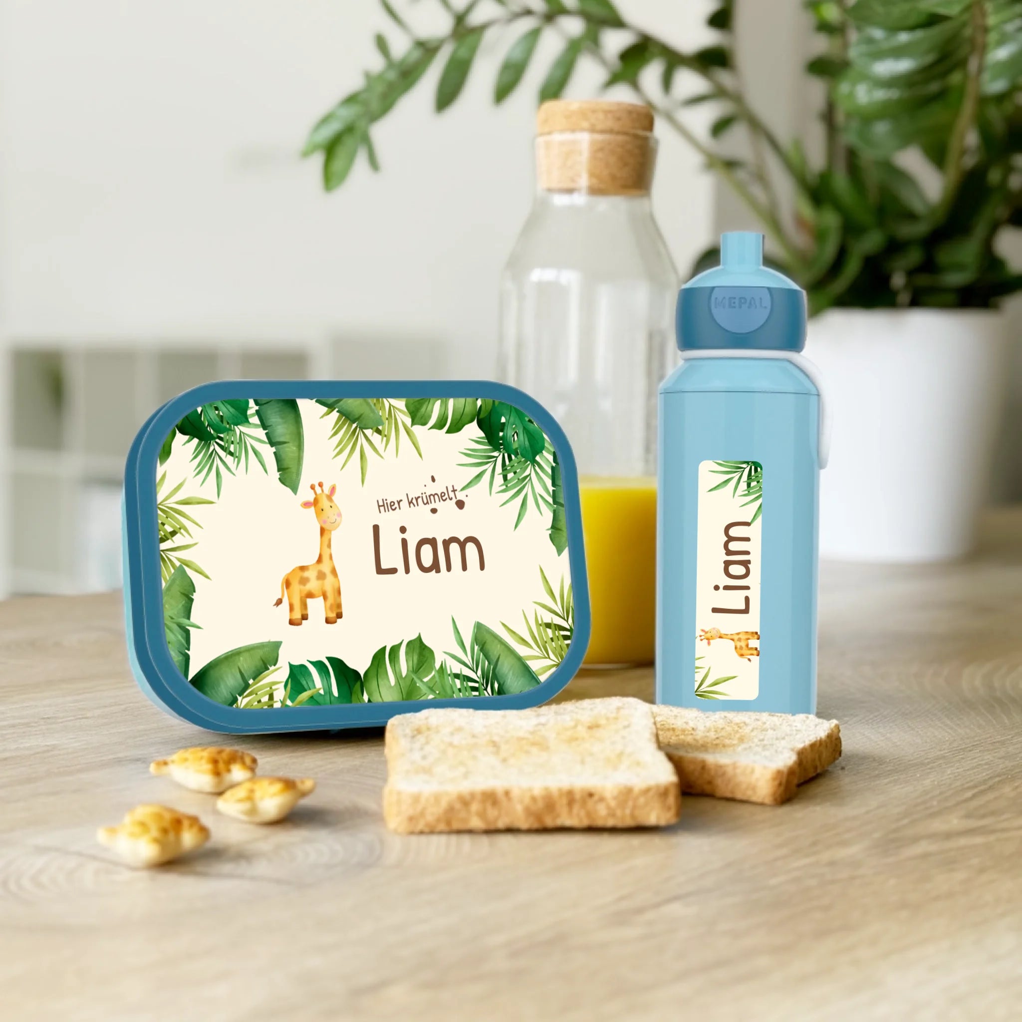 Personalisierte Mepal Campus Bento Brotdose/Trinkflasche im Jungle Design mit Namen