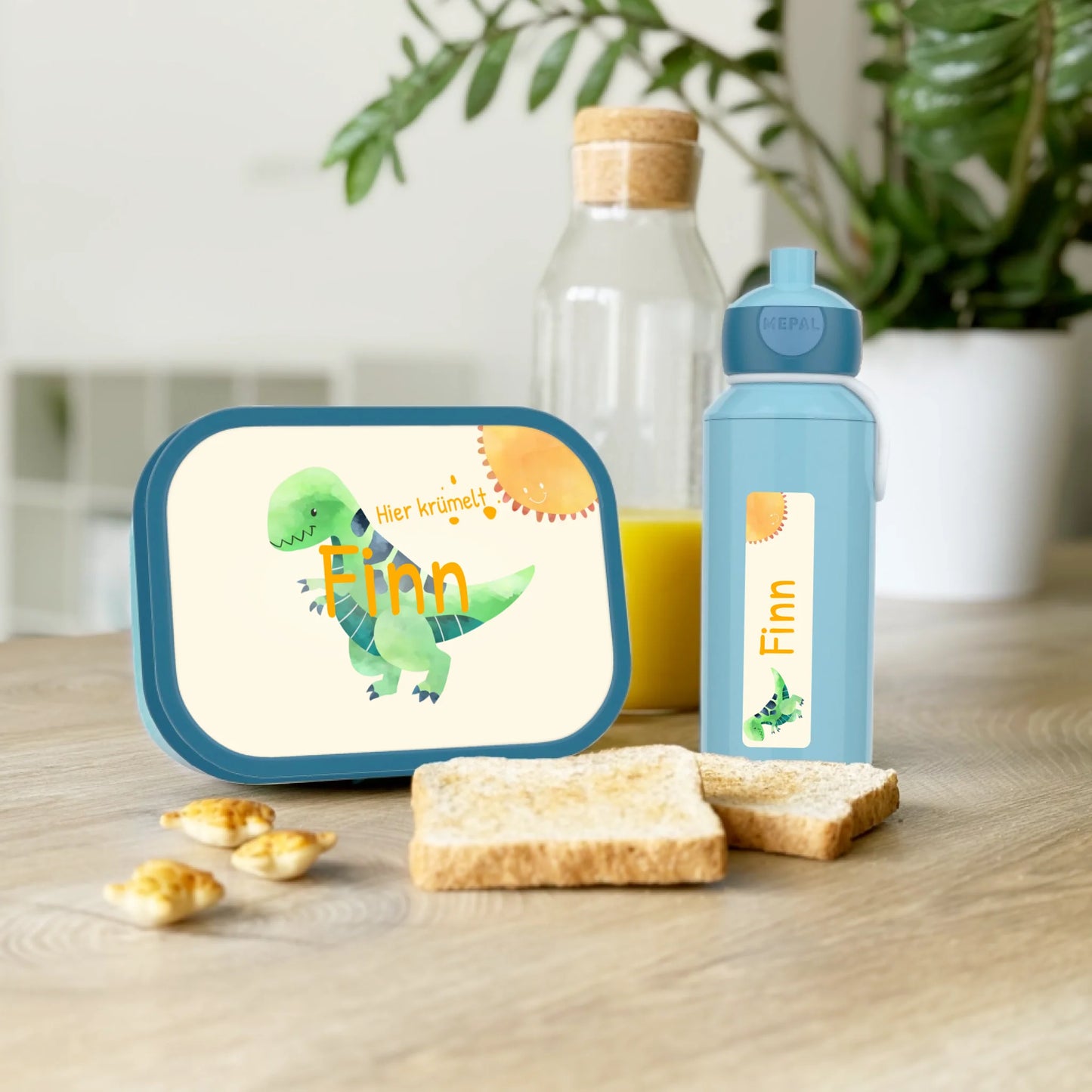 Personalisierte Mepal Campus Bento Brotdose/Trinkflasche im Dino Design mit Namen