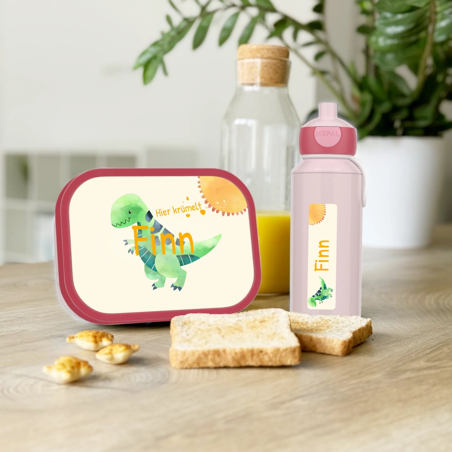 Personalisierte Mepal Campus Bento Brotdose/Trinkflasche im Dino Design mit Namen