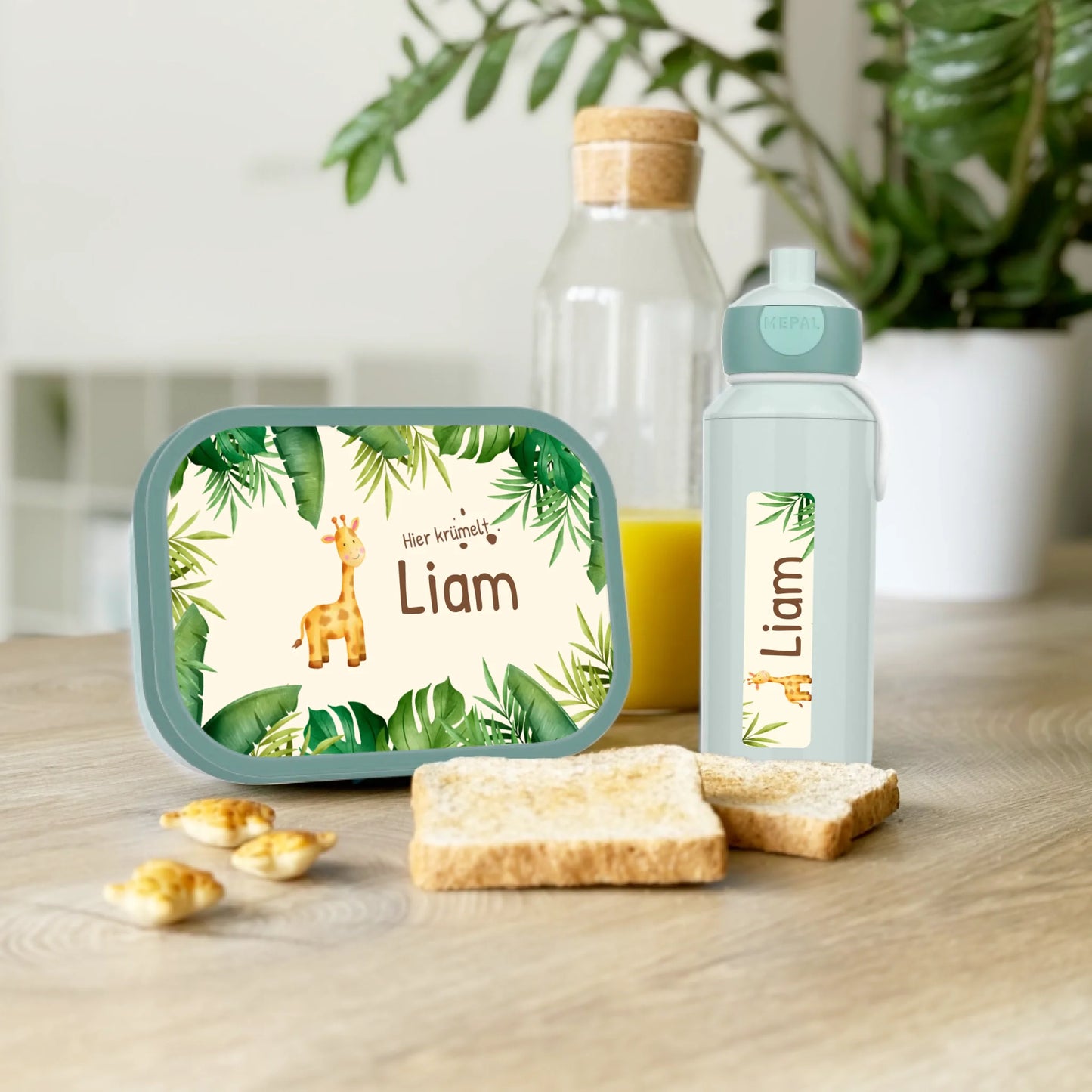 Personalisierte Mepal Campus Bento Brotdose/Trinkflasche im Jungle Design mit Namen