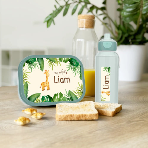 Personalisierte Mepal Campus Bento Brotdose/Trinkflasche im Jungle Design mit Namen