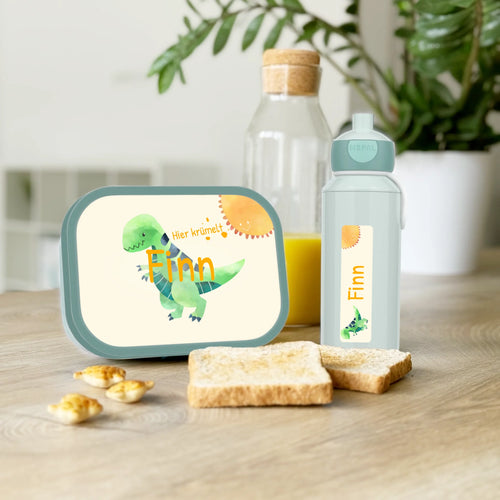 Personalisierte Mepal Campus Bento Brotdose/Trinkflasche im Dino Design mit Namen