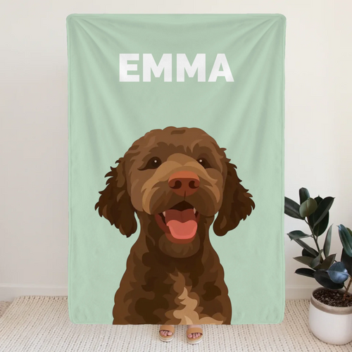 Personalisierte Kuscheldecke mit Hunde-Illustration