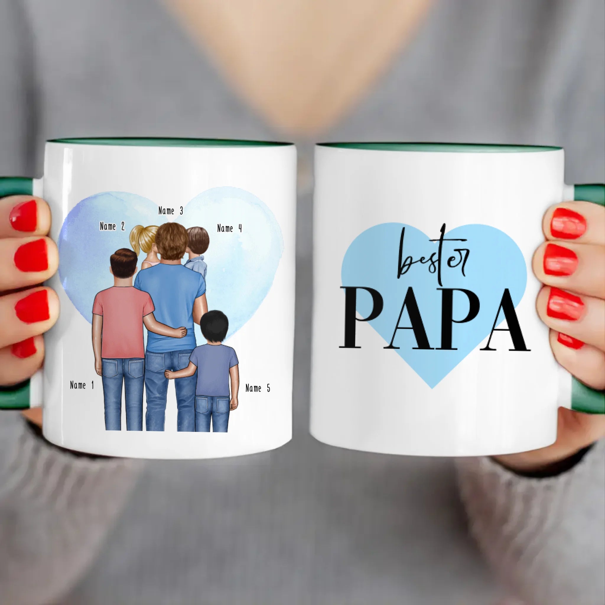 Personalisierte Tasse - Papa mit 1-4 Kindern