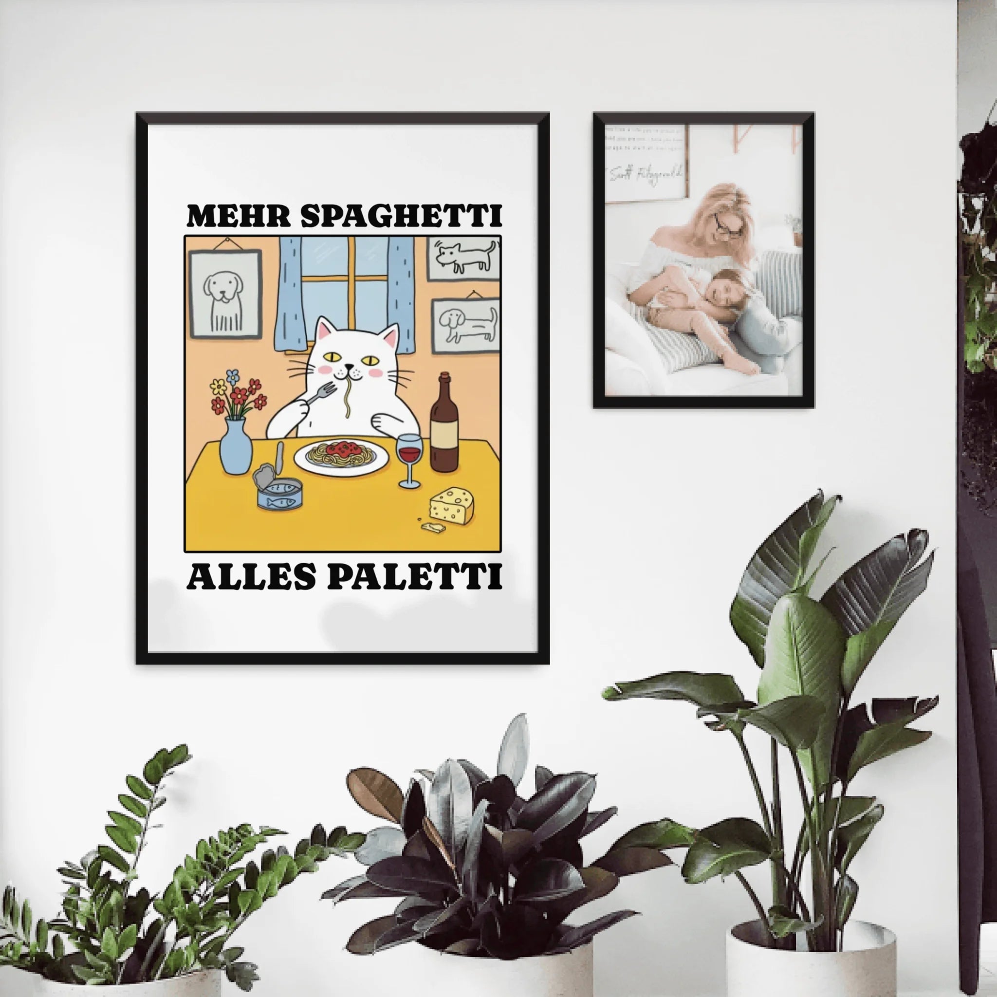 Personalisiertes Poster - Mehr Spaghetti alles paletti - Lustiges Bild für's Wohnzimmer mit eigenem Tier